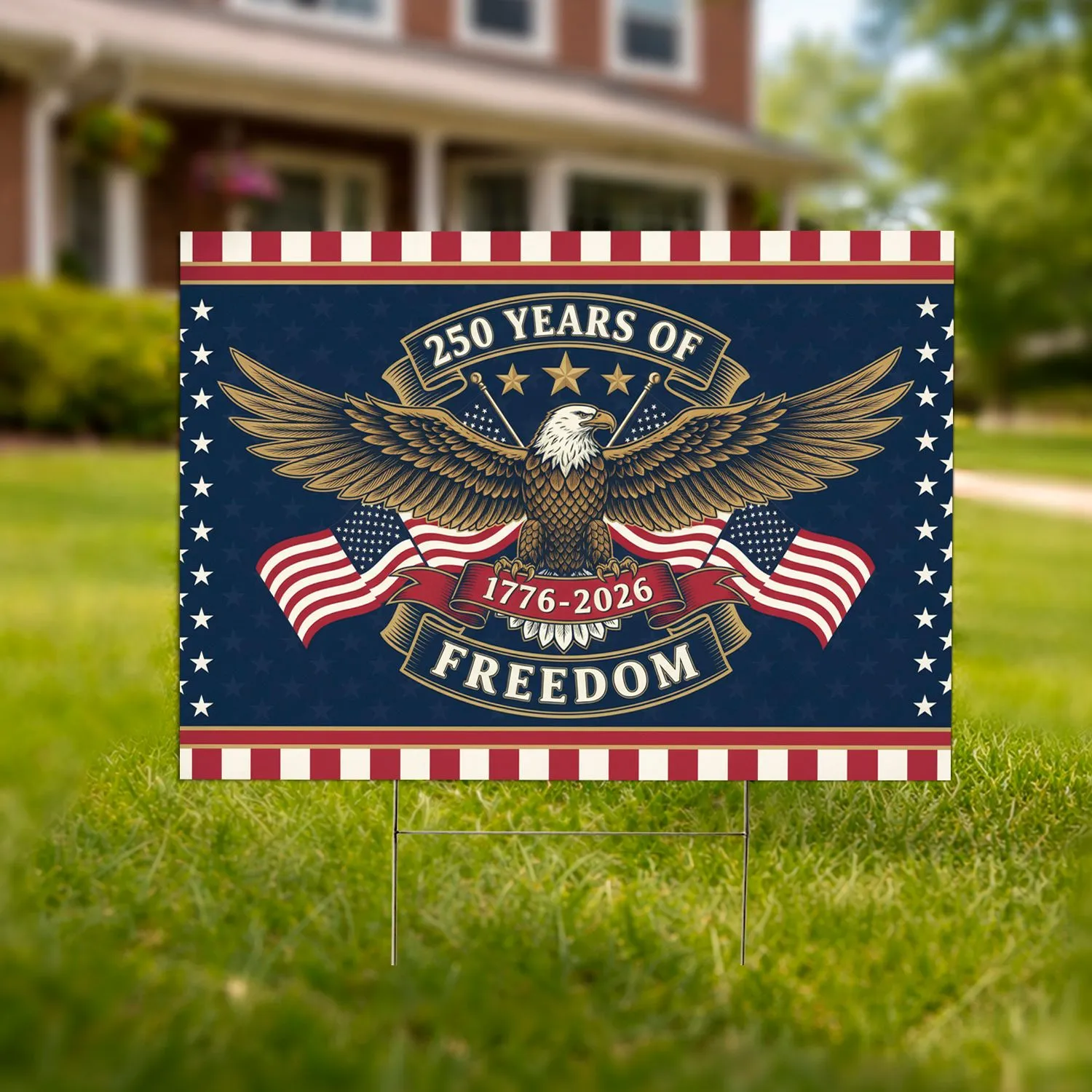 Bald Eagle American Flag 1776-2026 - USA 250th Anniversary Freedom Heritage Yard Sign - 1