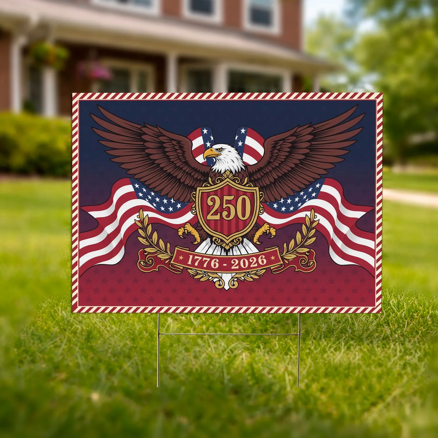 Bald Eagle American Flag 1776-2026 - USA 250th Anniversary Independence Day Gift for Veterans Yard Sign - 1