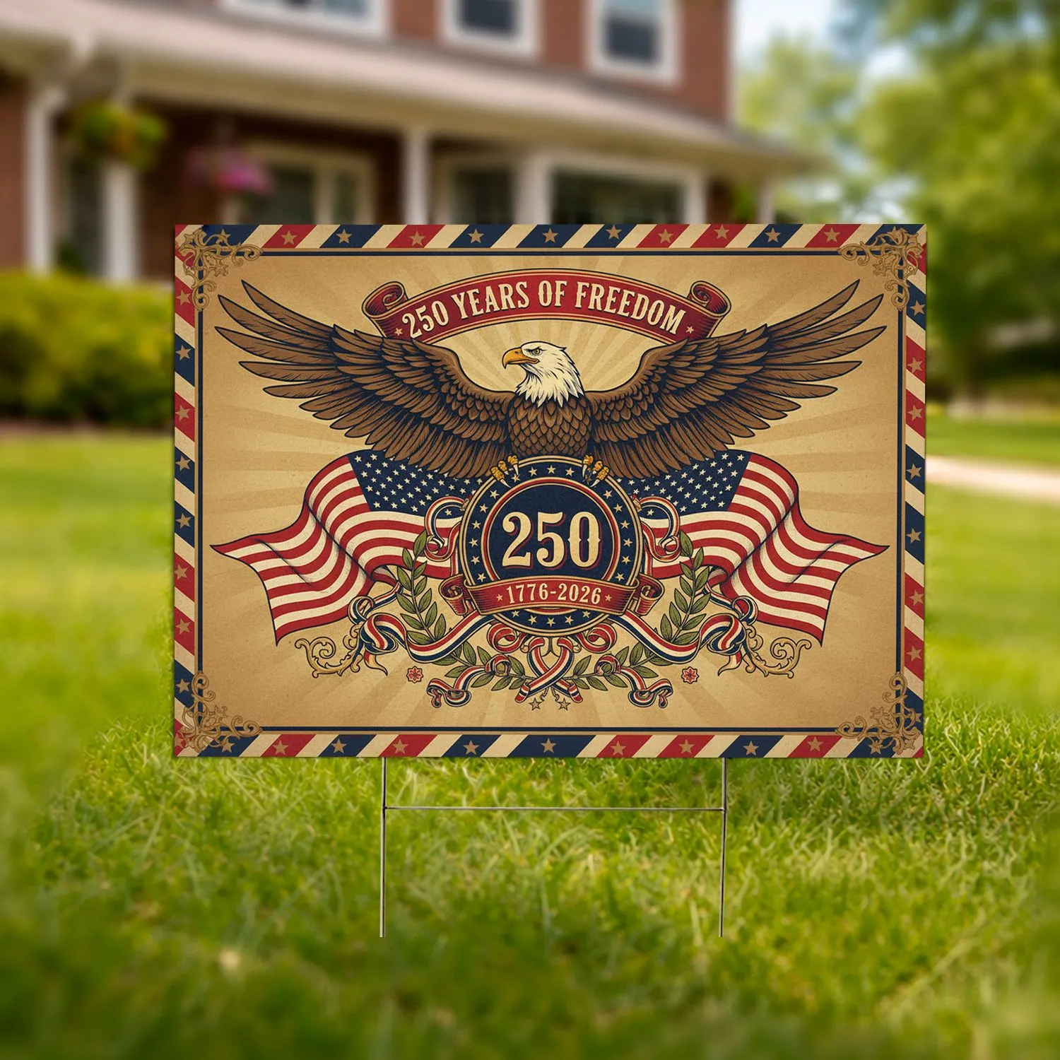 Bald Eagle American Flag 1776-2026 - USA 250 Years of Freedom Gift for Veterans Yard Sign - 1