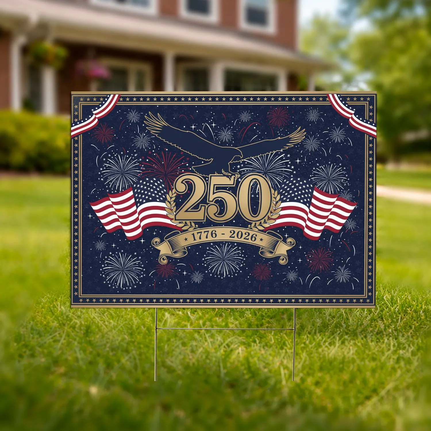 Bald Eagle American Flag 1776-2026 - USA 250th Anniversary Independence Day Yard Sign - 1