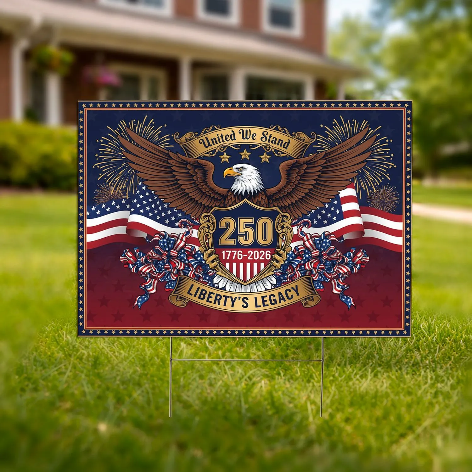 Bald Eagle American Flag 1776-2026 - USA 250th Anniversary Independence Day Gift Yard Sign - 1