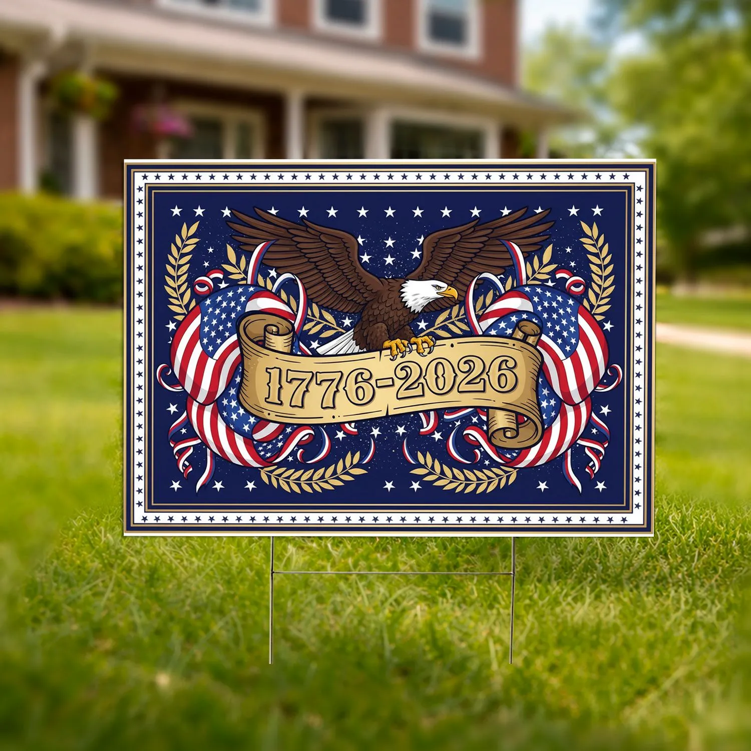 Bald Eagle American Flag 1776-2026 - USA 250th Anniversary Independence Day for Veterans Yard Sign - 1