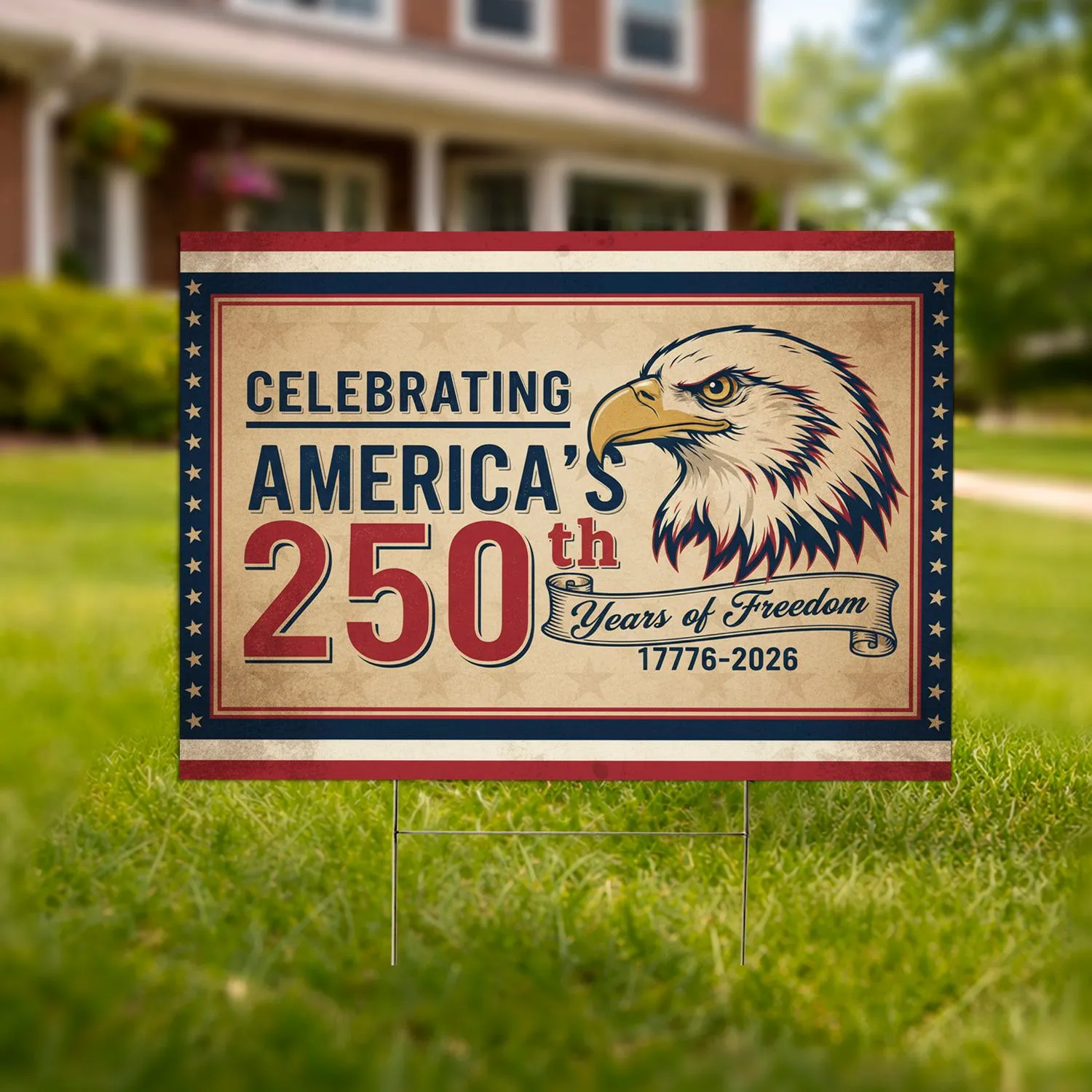 Bald Eagle American Flag 1776-2026 - USA 250th Anniversary Historic Freedom Celebration Yard Sign - 1