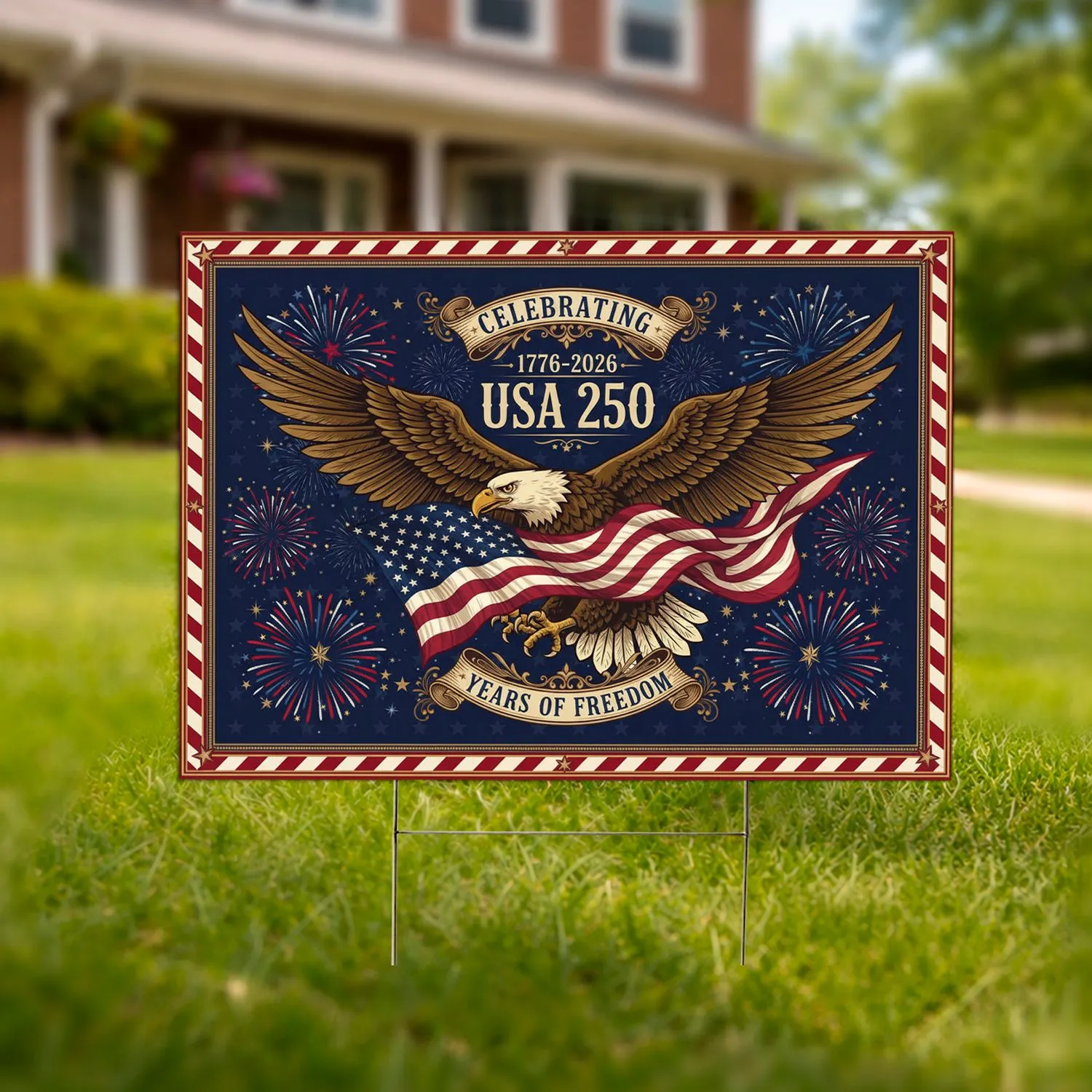 Bald Eagle American Flag 1776-2026 - USA 250th Anniversary Independence Day Gift for Dad Yard Sign - 1