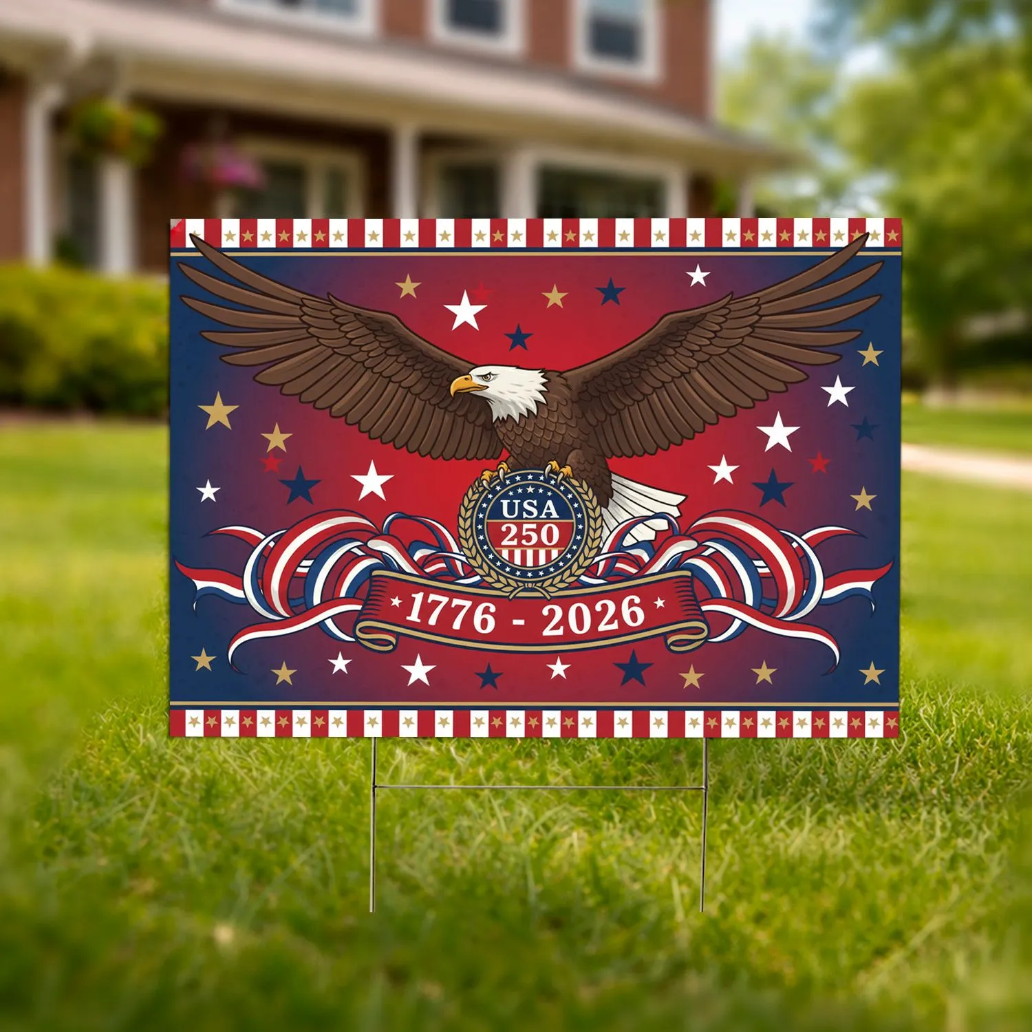 Bald Eagle American Flag 1776-2026 - USA 250th Anniversary Patriotic Gift for Veterans Yard Sign - 1