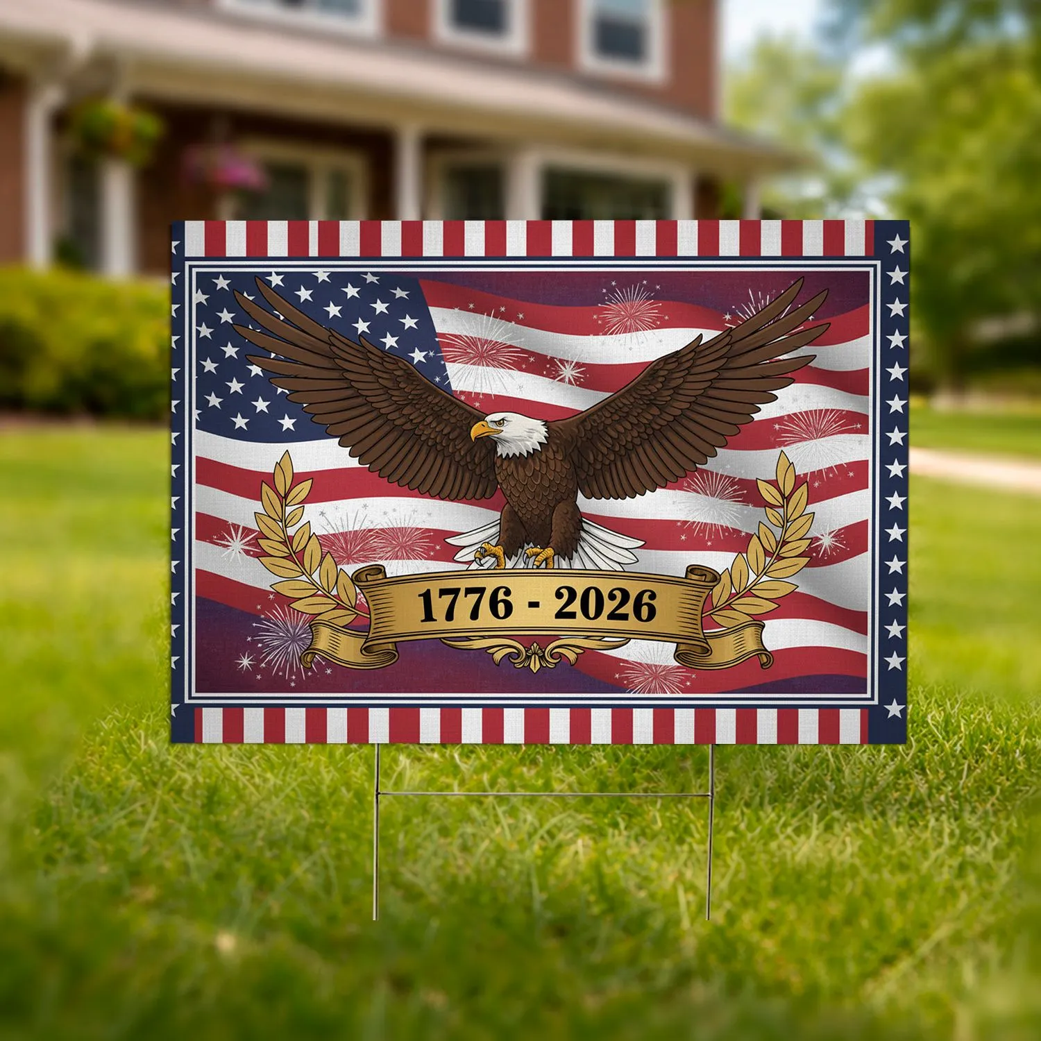 Bald Eagle American Flag 1776-2026 - USA 250th Anniversary Commemorative Freedom Display Yard Sign - 1