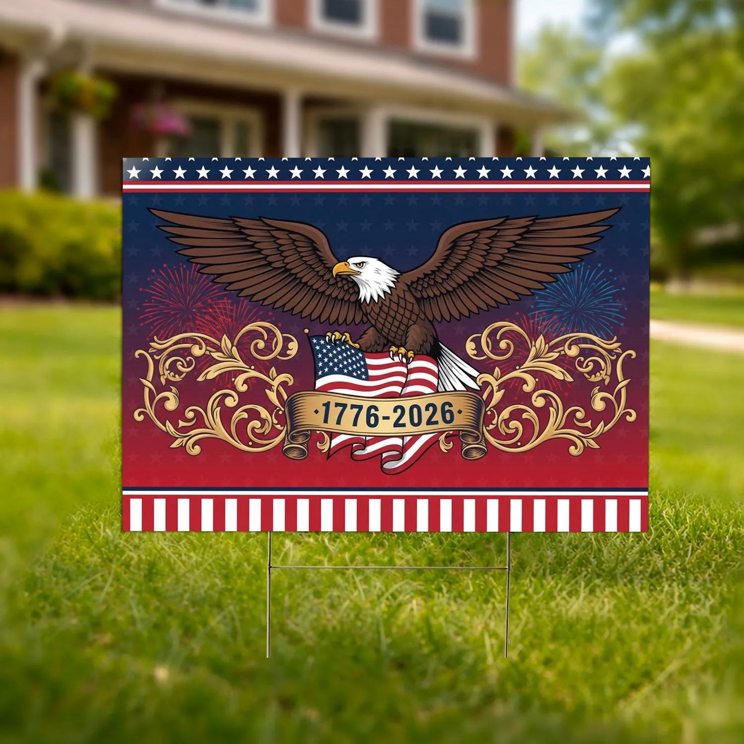 Bald Eagle American Flag 1776-2026 - USA 250th Anniversary Patriotic Gift for Veterans Yard Sign - 1