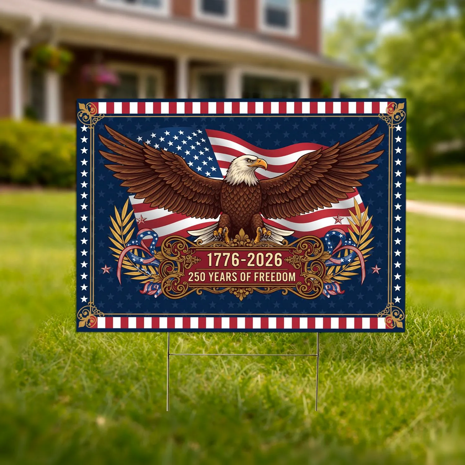 Bald Eagle American Flag 1776-2026 - USA 250th Anniversary Liberty Commemoration Yard Sign - 1