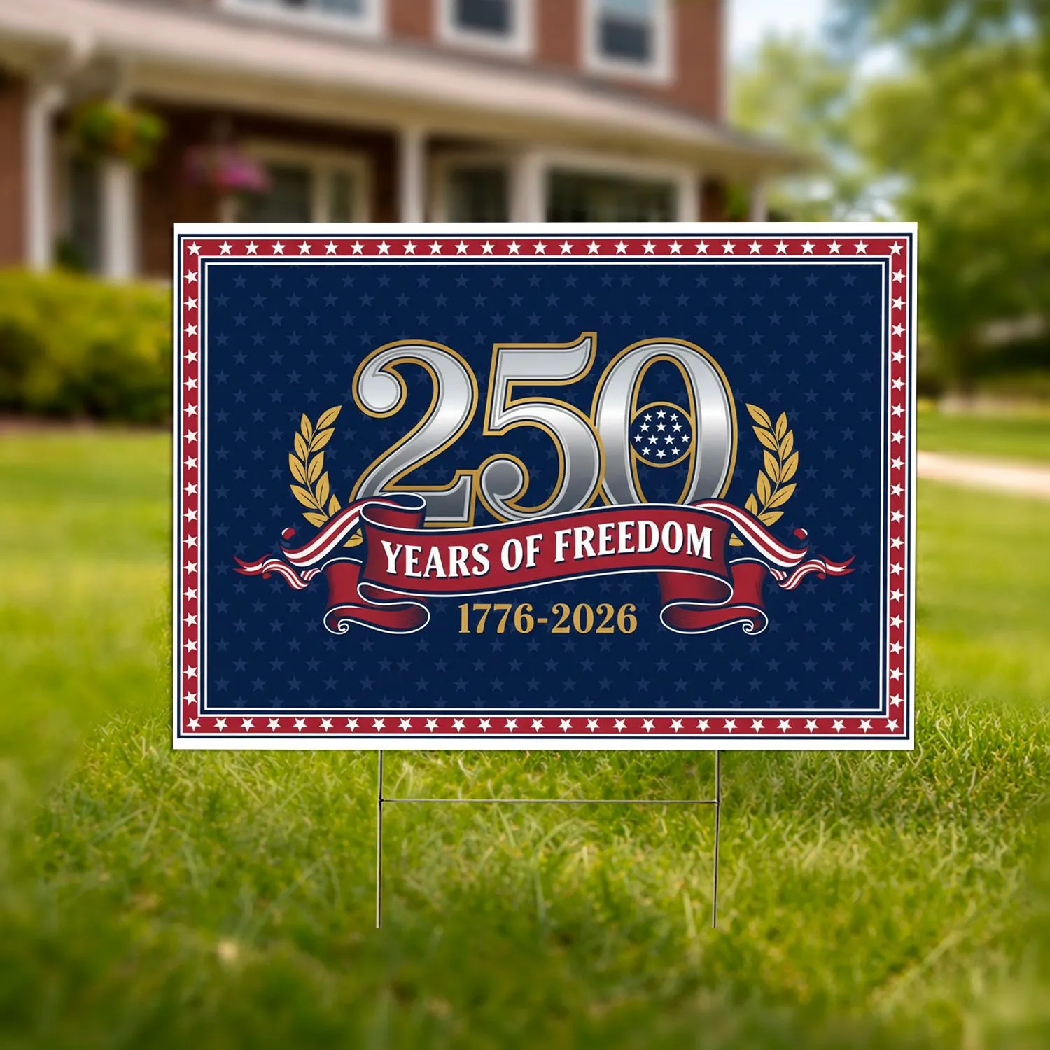 USA 250th Anniversary Patriotic Emblem 1776-2026 - Years of Freedom Display Yard Sign - 1