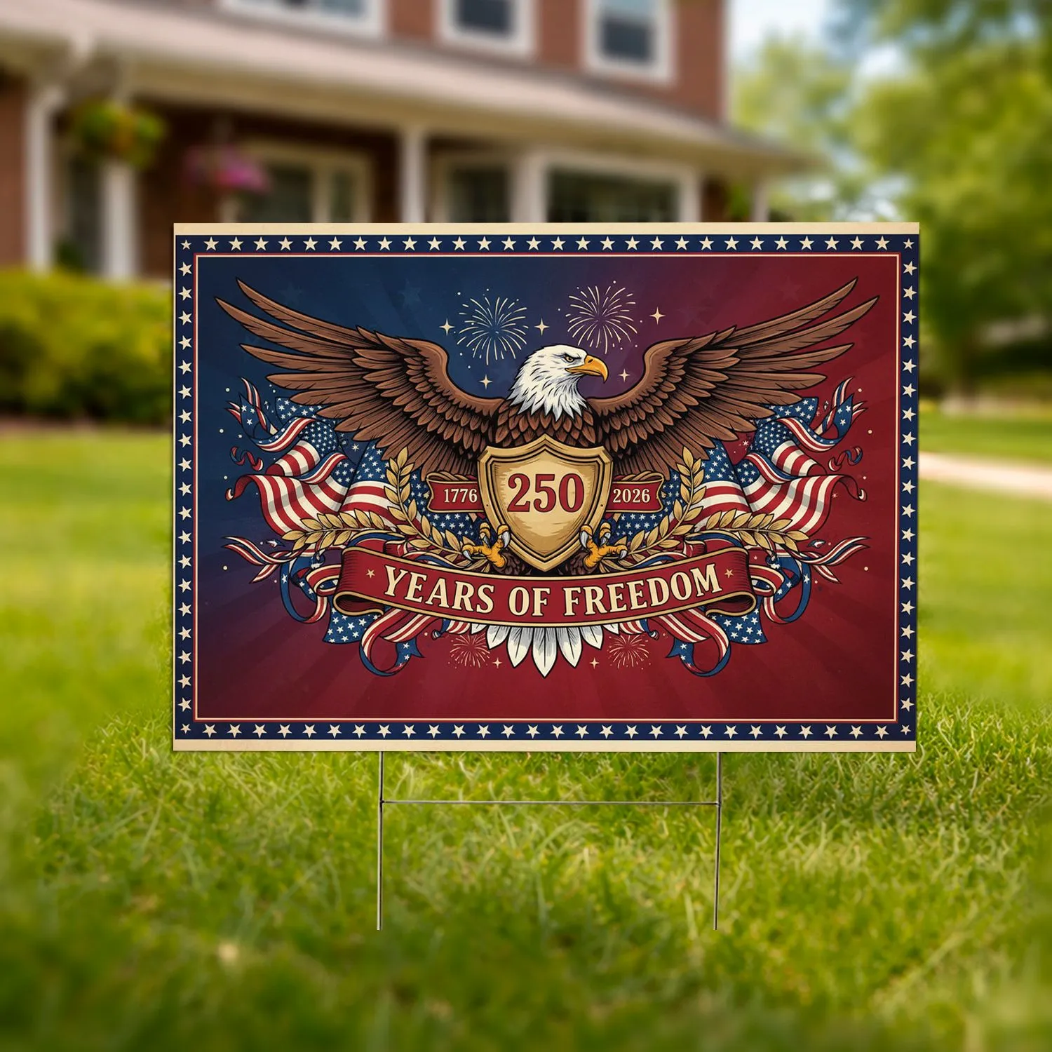 Bald Eagle American Flag 1776-2026 - USA 250th Anniversary Patriotic Gift for Veterans Yard Sign - 1