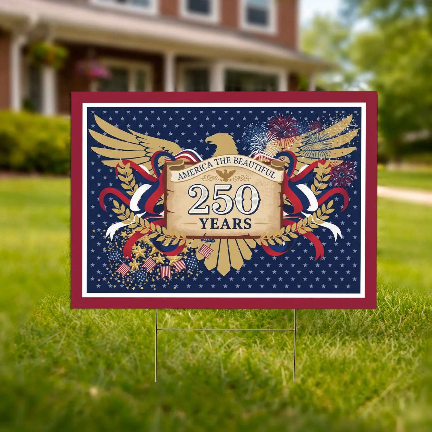 Bald Eagle America The Beautiful 1776-2026 - USA 250th Anniversary Patriotic Gift Yard Sign - 1