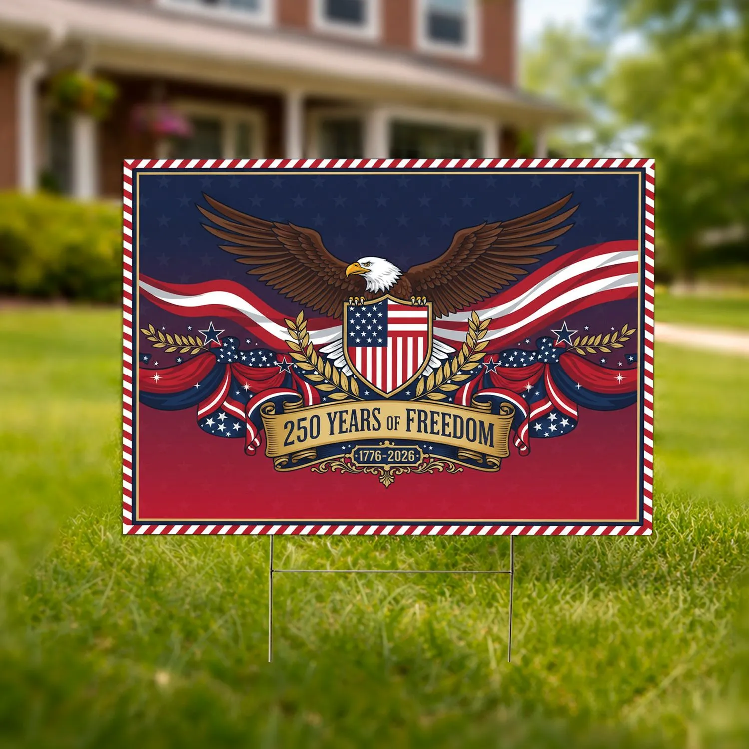 Bald Eagle American Flag 1776-2026 - USA 250th Anniversary Independence Day Yard Sign - 1