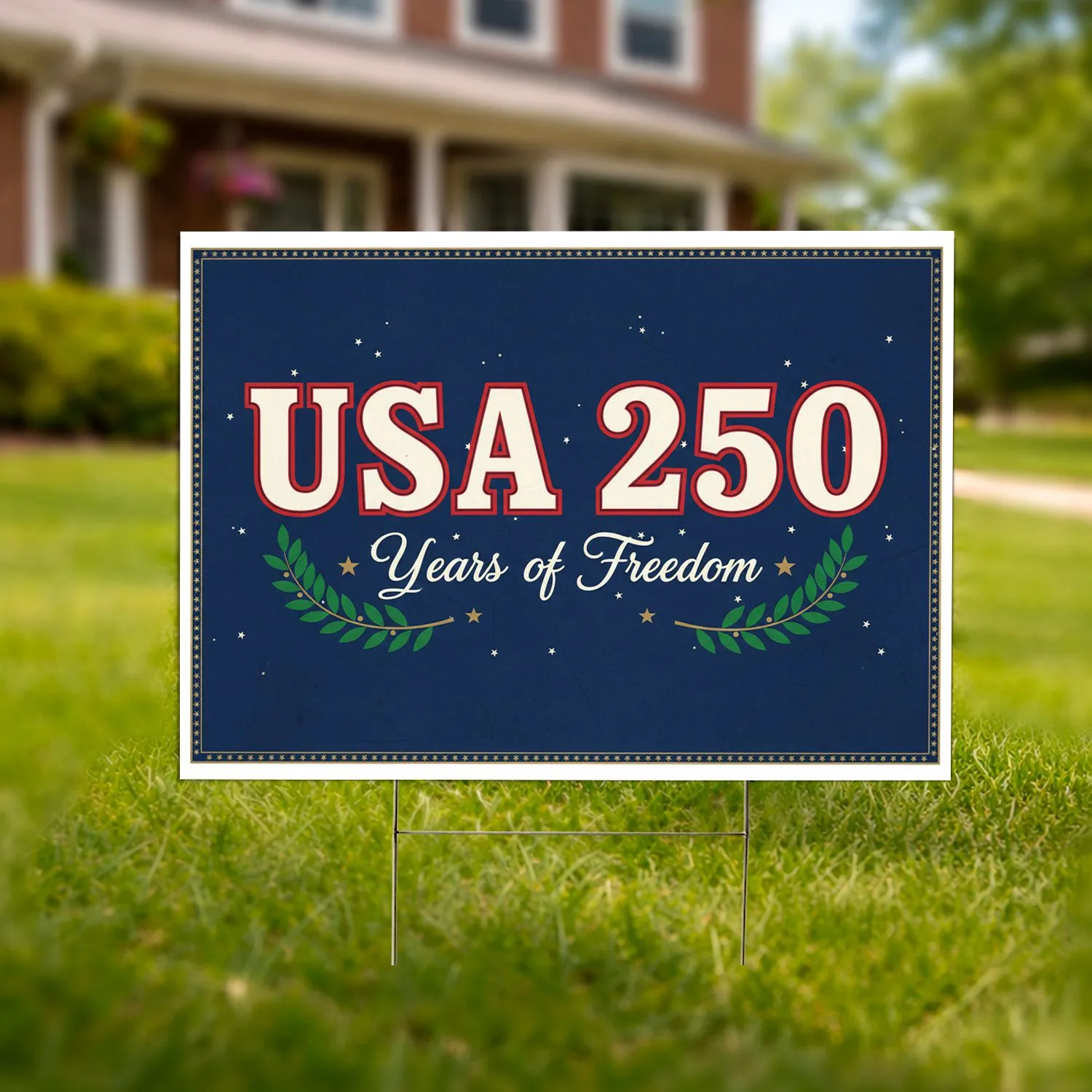USA 250 Years of Freedom Laurel Wreaths - America 250th Anniversary Gift for Veterans Yard Sign - 1