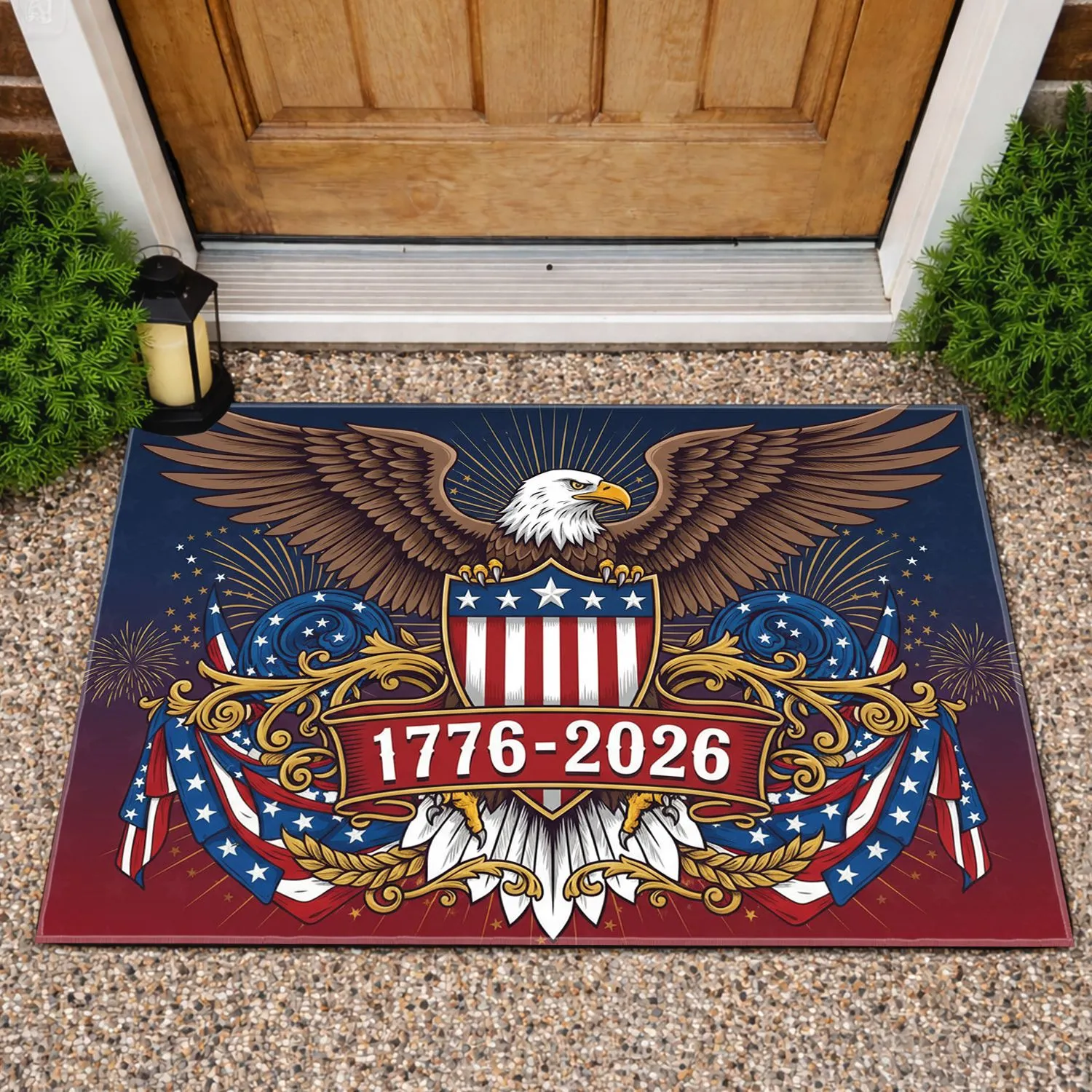 Bald Eagle Patriotic Shield 1776-2026 - USA 250th Anniversary Gift for Dad Doormat - 1
