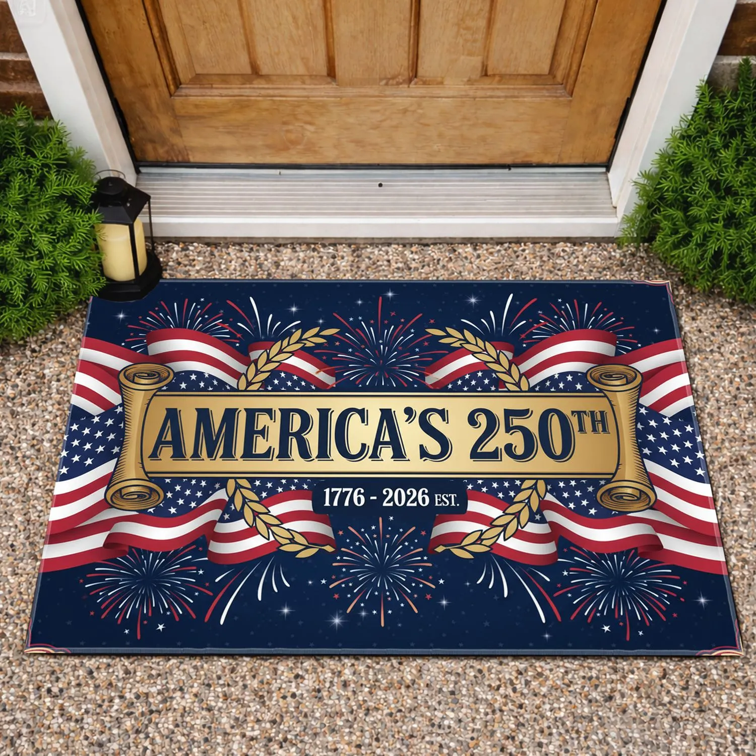America's 250th Anniversary Flag - USA 1776-2026 Patriotic Celebration for Veterans Doormat - 1