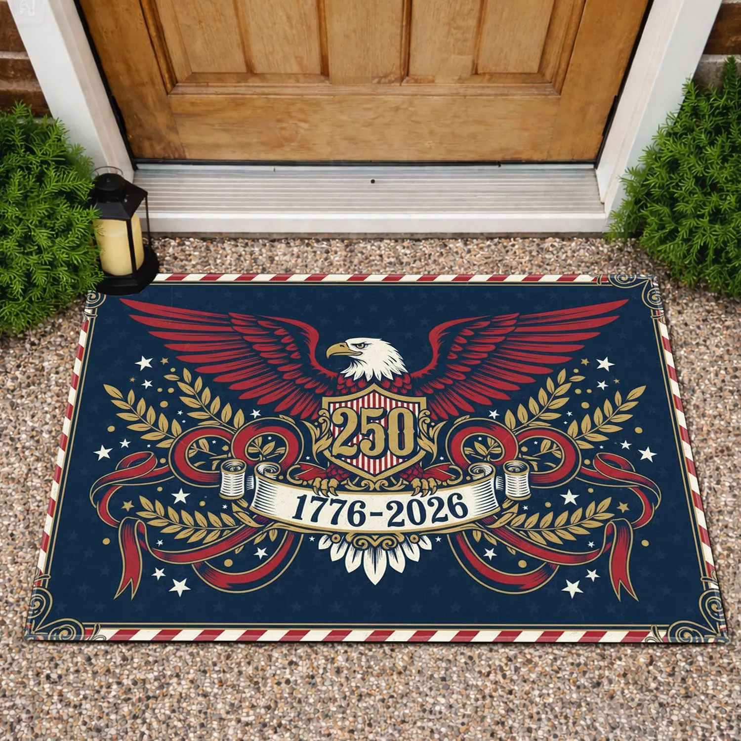 Bald Eagle Patriotic 250th Anniversary Shield 1776-2026 - USA Independence Day Doormat - 1