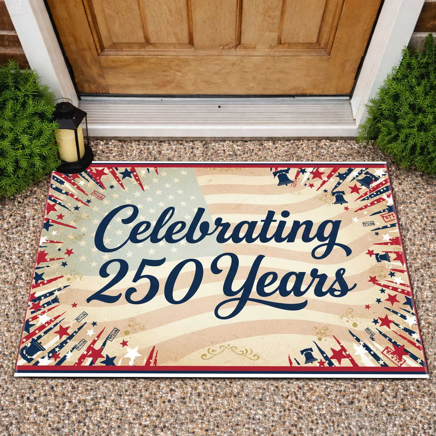 Celebrating 250 Years Liberty Bell Stars Patriotic Flag - USA 250th Anniversary 1776-2026 Doormat - 1