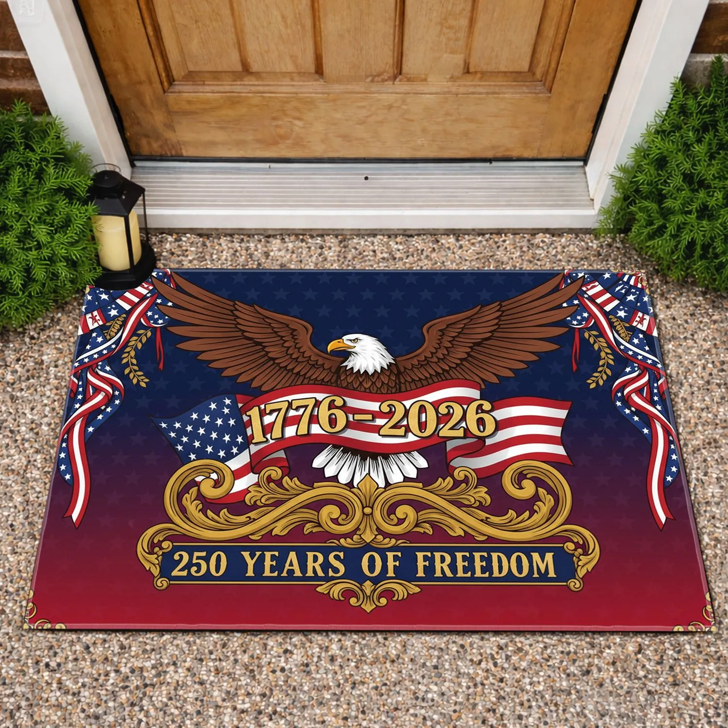 Bald Eagle American Flag 1776-2026 - USA 250th Anniversary Vintage Americana Doormat - 1