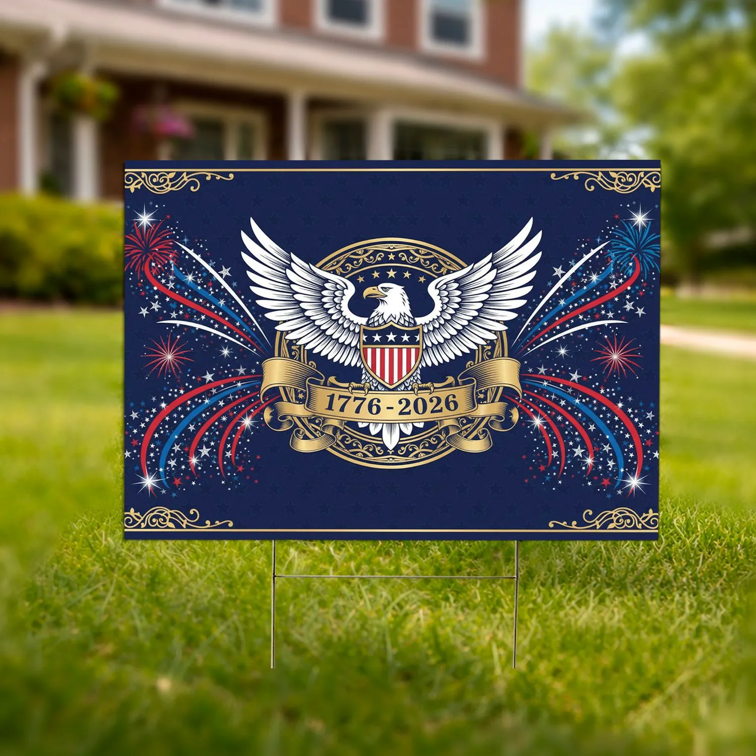 Bald Eagle American Flag 1776-2026 - USA 250th Anniversary Independence Day Gift for Veterans Yard Sign - 1