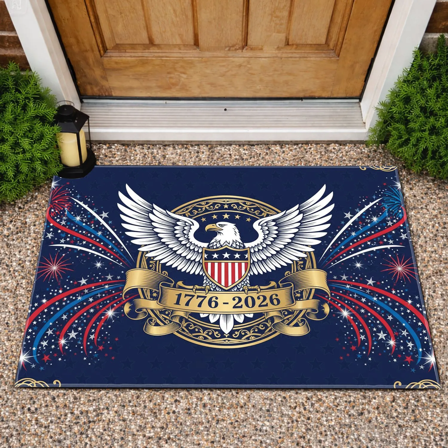 Bald Eagle American Flag 1776-2026 - USA 250th Anniversary Independence Day Gift for Veterans Doormat - 1