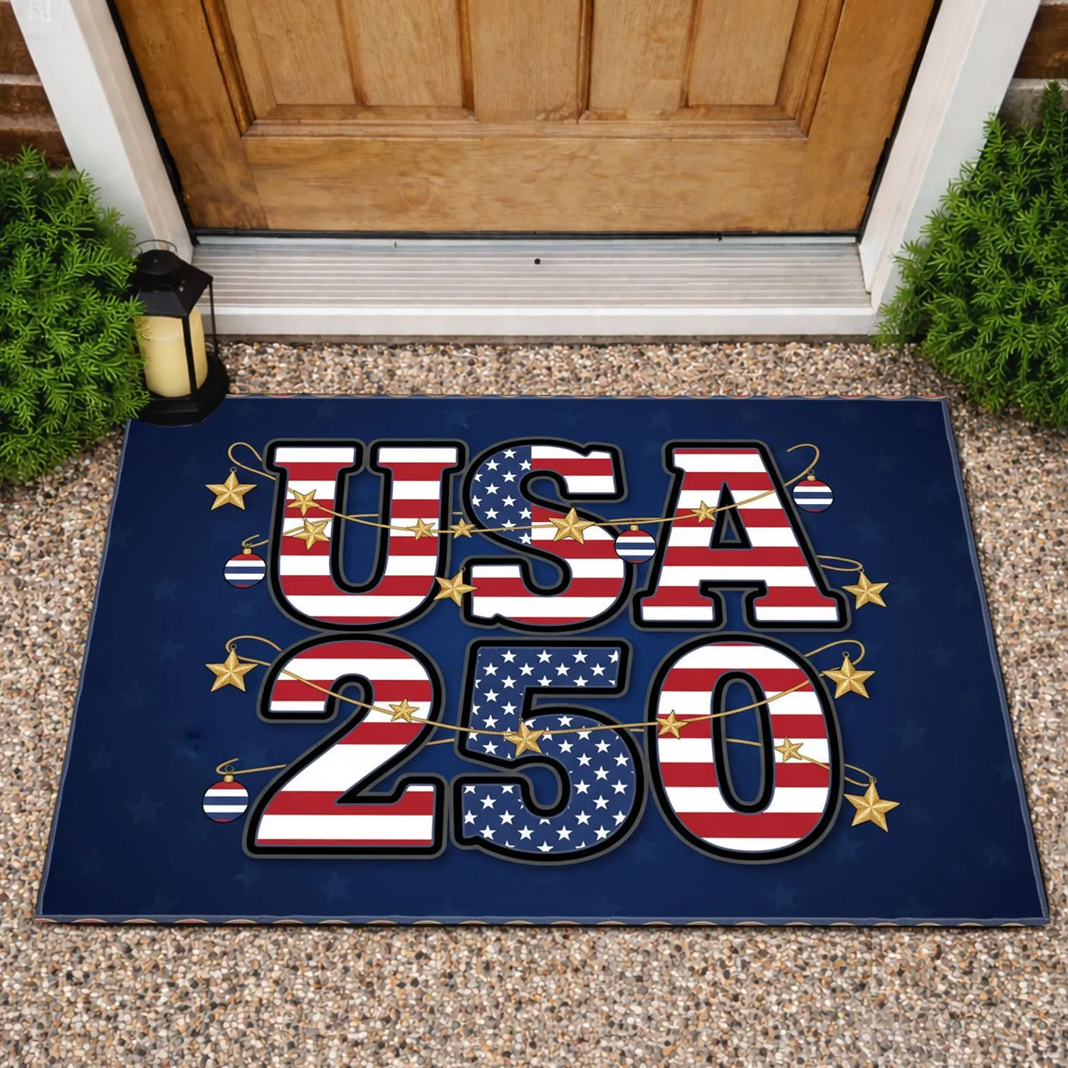 USA 250 Patriotic Stripes Stars - America's 250th Anniversary Heritage 1776-2026 Doormat - 1