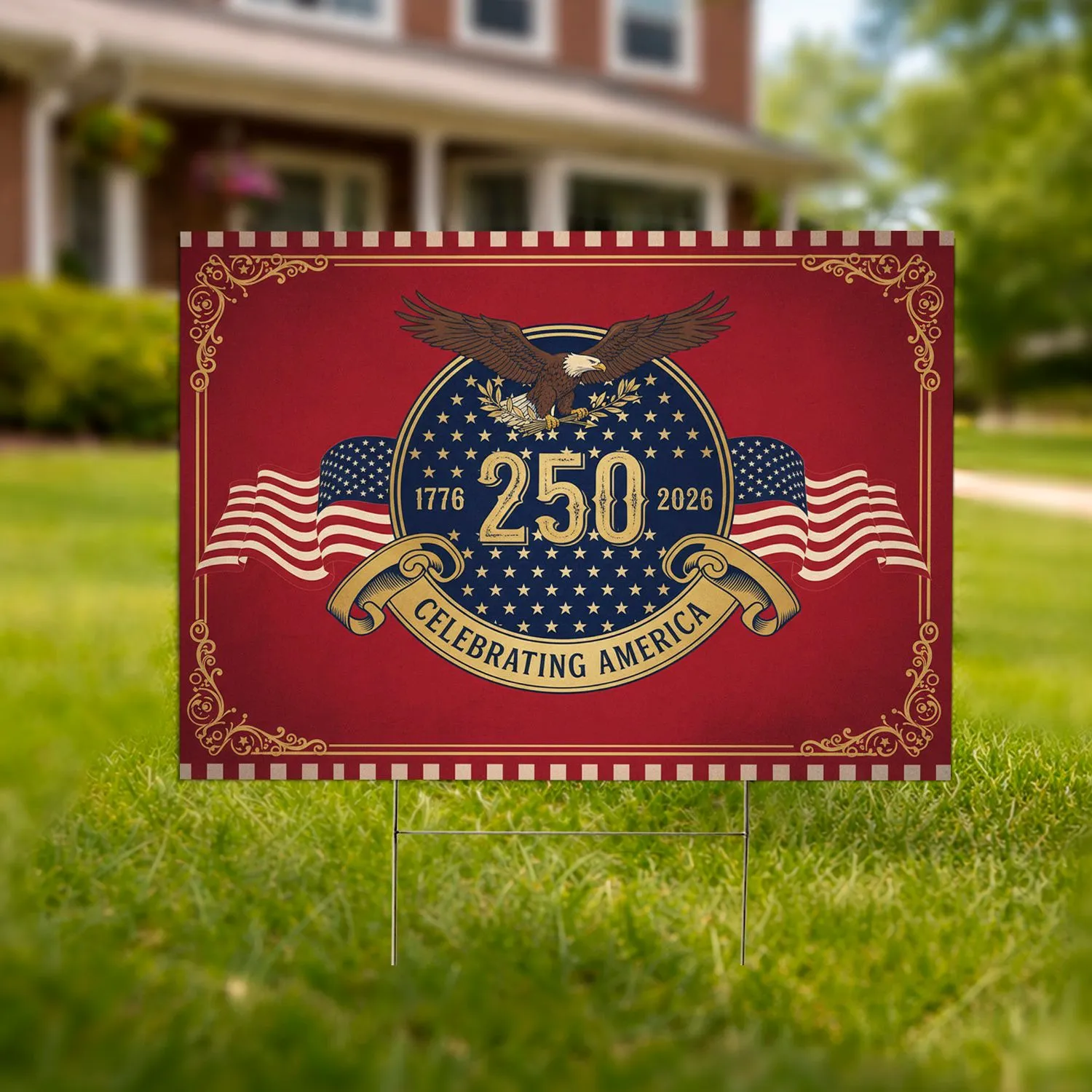 Bald Eagle American Flag 1776-2026 - USA 250th Anniversary Independence Day Celebration Yard Sign - 1