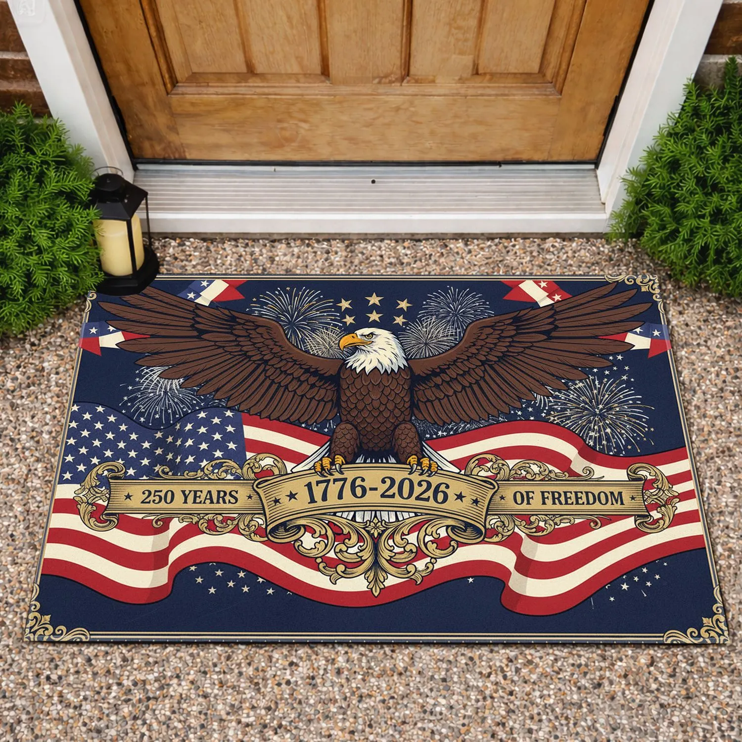 Bald Eagle American Flag 1776-2026 - USA 250th Anniversary Patriotic Heritage Doormat - 1