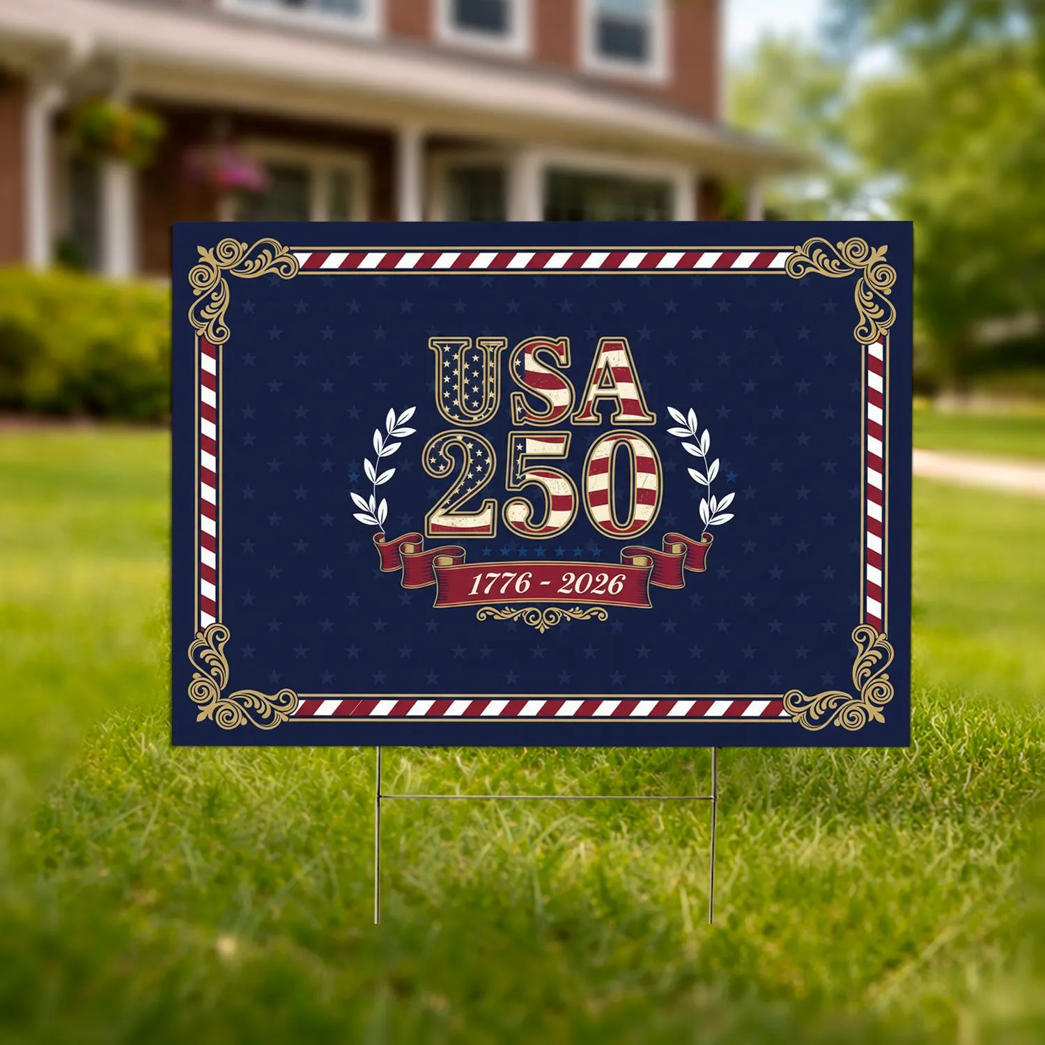 USA 250 Distressed American Flag 1776-2026 - National 250th Anniversary Tribute Yard Sign - 1