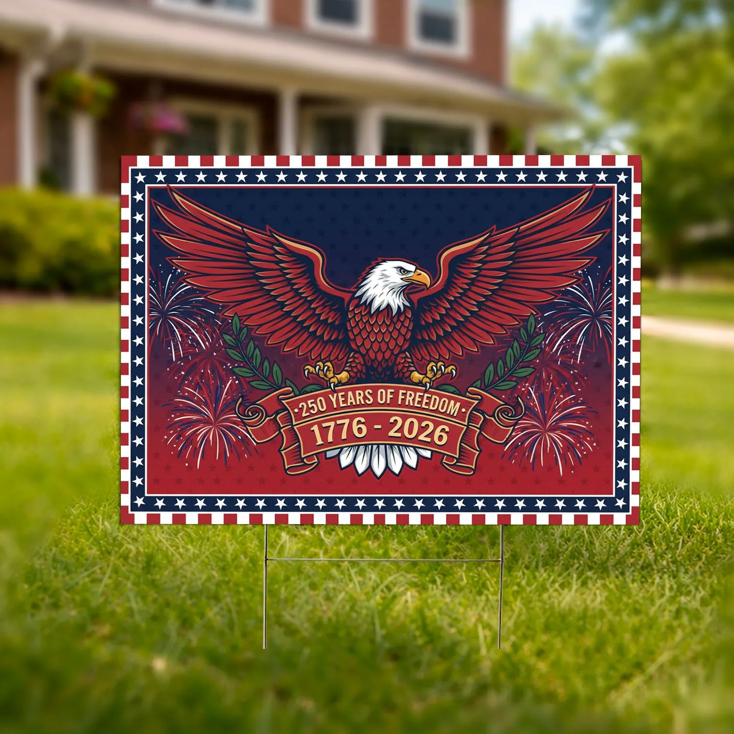 Bald Eagle American Flag 1776-2026 - USA 250th Anniversary Independence Day Yard Sign - 1