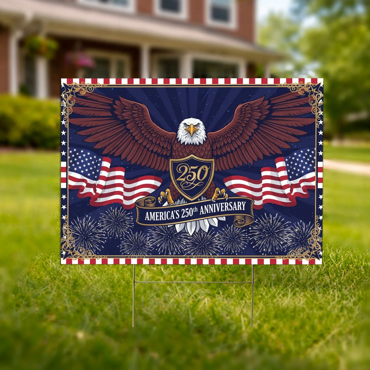 Bald Eagle American Flag 1776-2026 - USA 250th Anniversary Independence Day Gift for Dad Yard Sign - 1