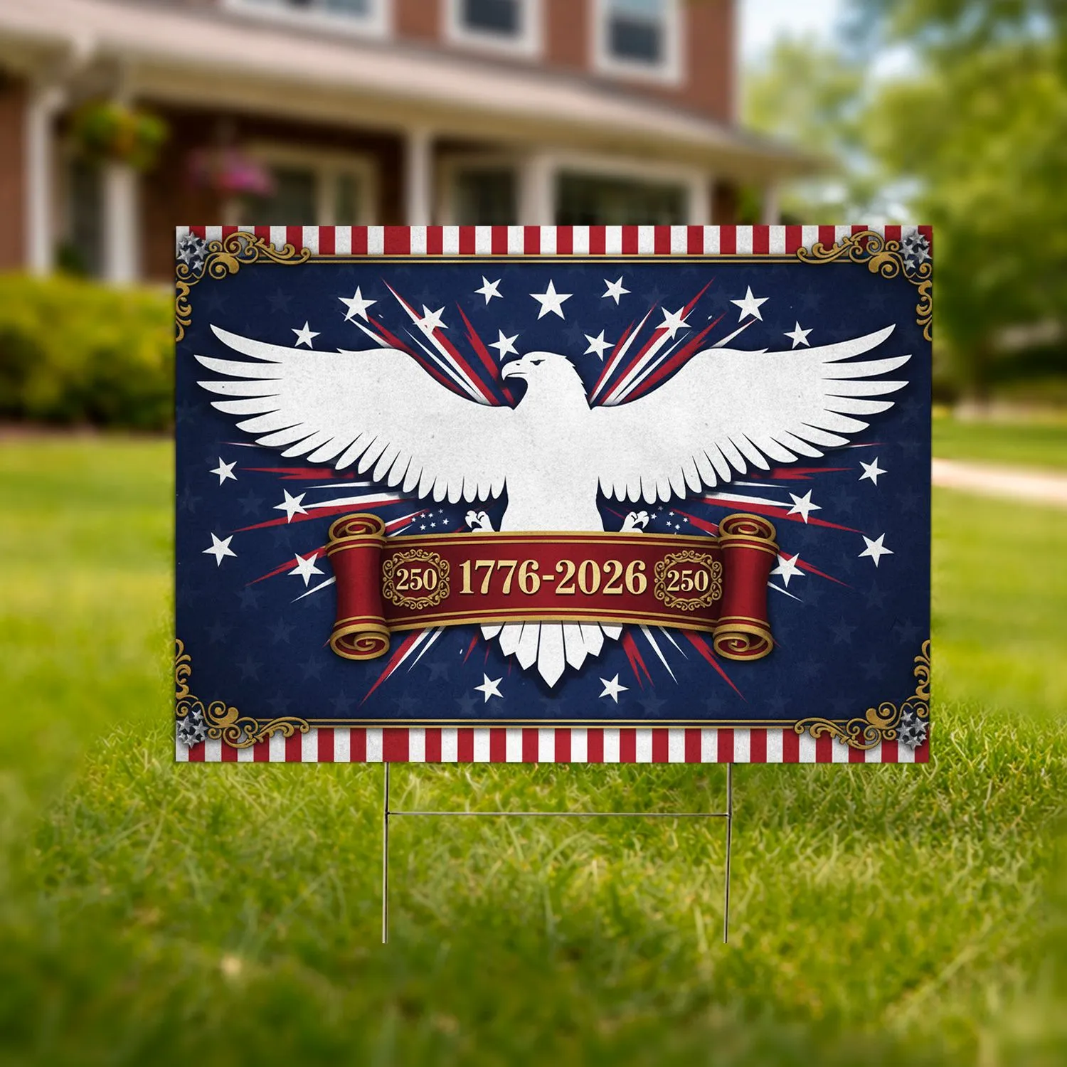 Bald Eagle 1776-2026 USA - 250th Anniversary Independence Day Gift for Veterans Yard Sign - 1