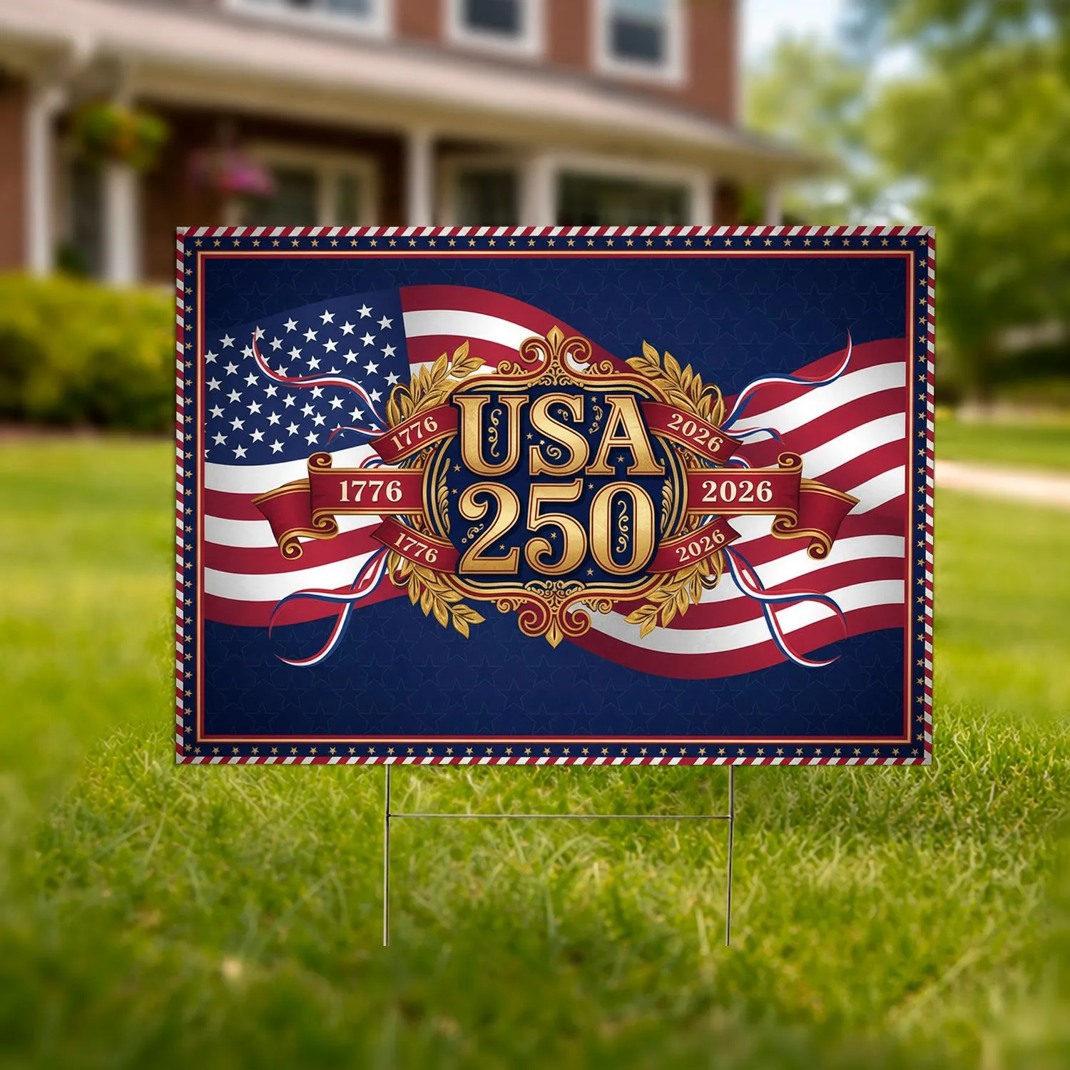 Majestic American Flag USA 250 1776-2026 - Patriotic 250th Anniversary Celebration Design Yard Sign - 1