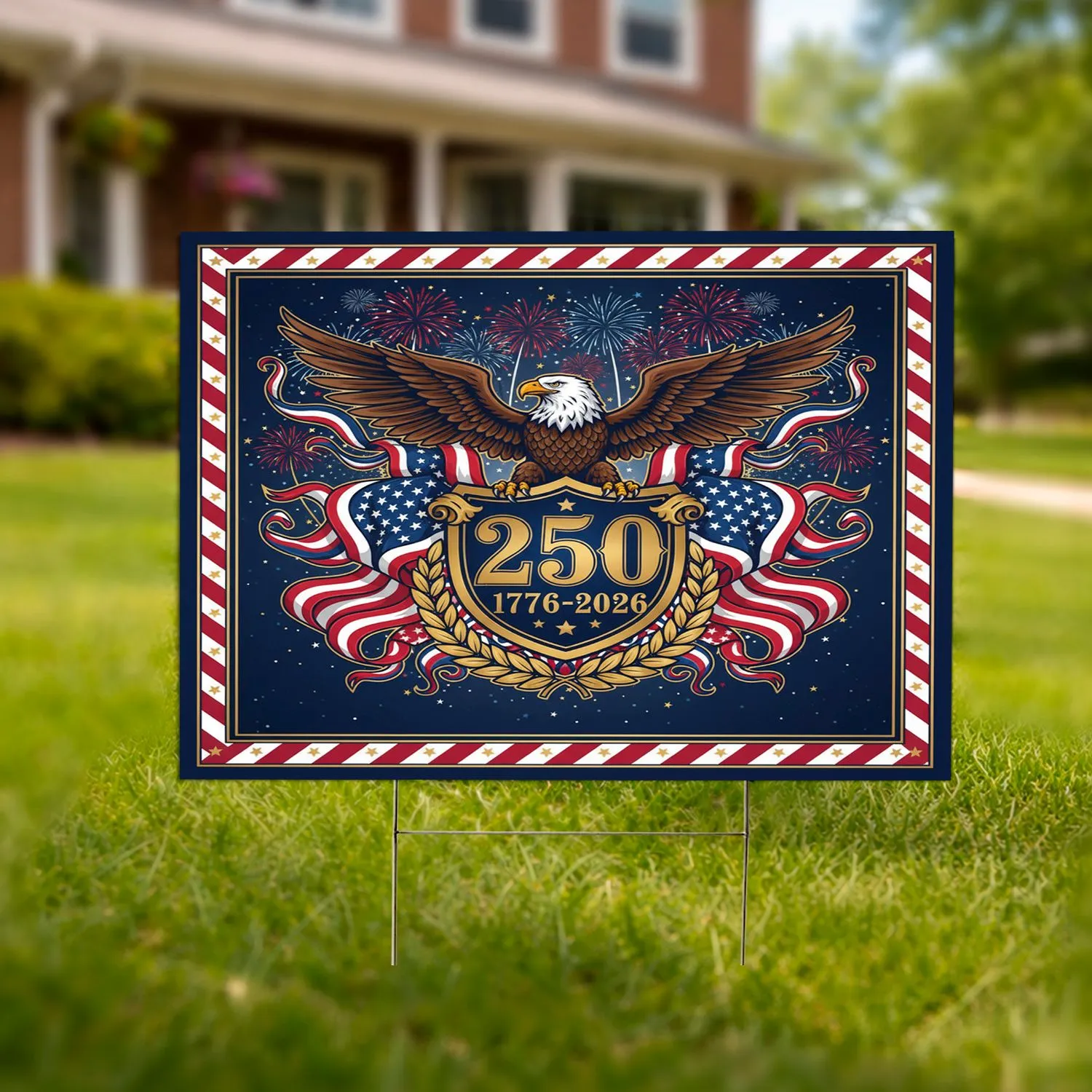 Bald Eagle American Flag 1776-2026 - USA 250th Anniversary Liberty Freedom Display Yard Sign - 1