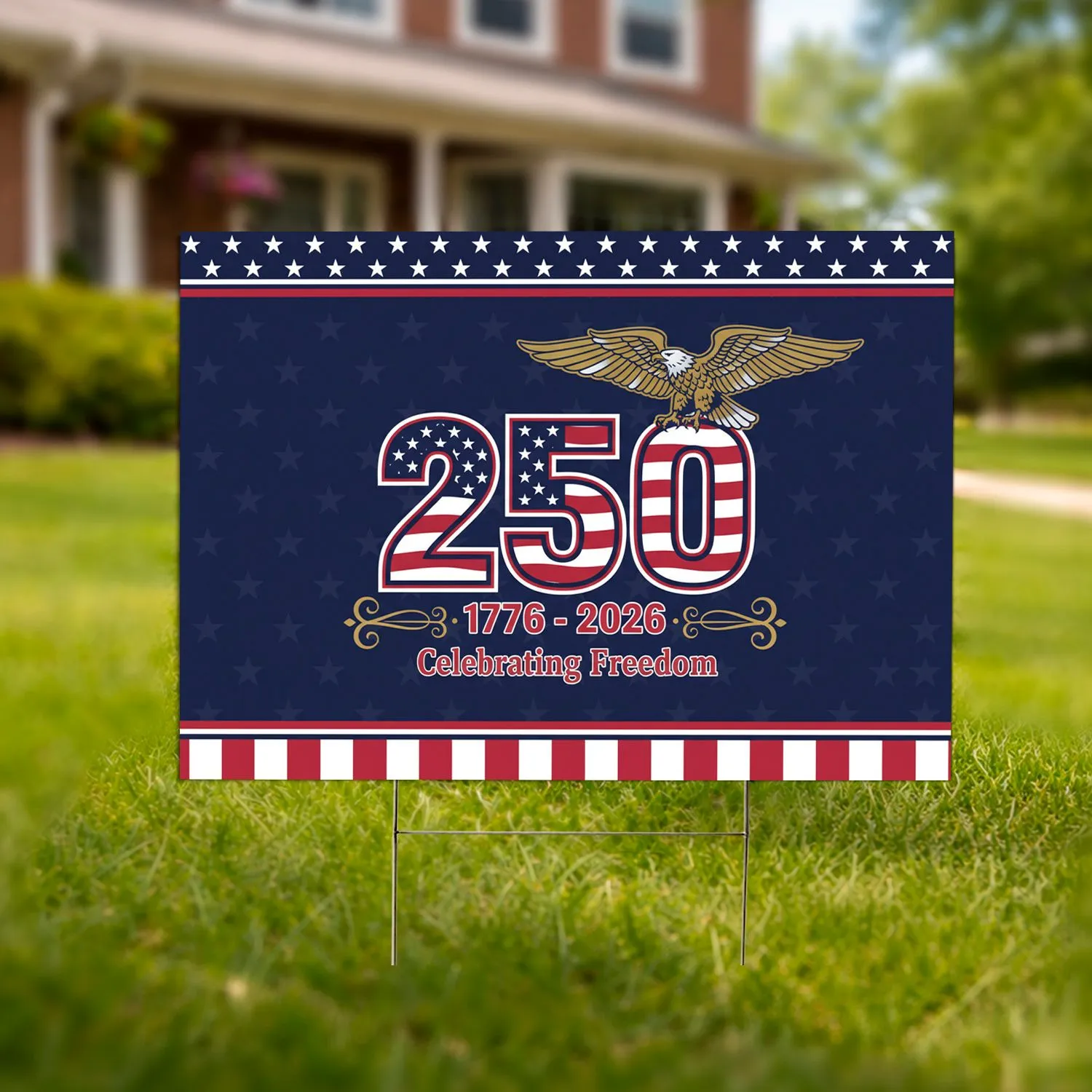Bald Eagle 250 Flag 1776-2026 - USA 250th Anniversary Freedom Celebration Yard Sign - 1