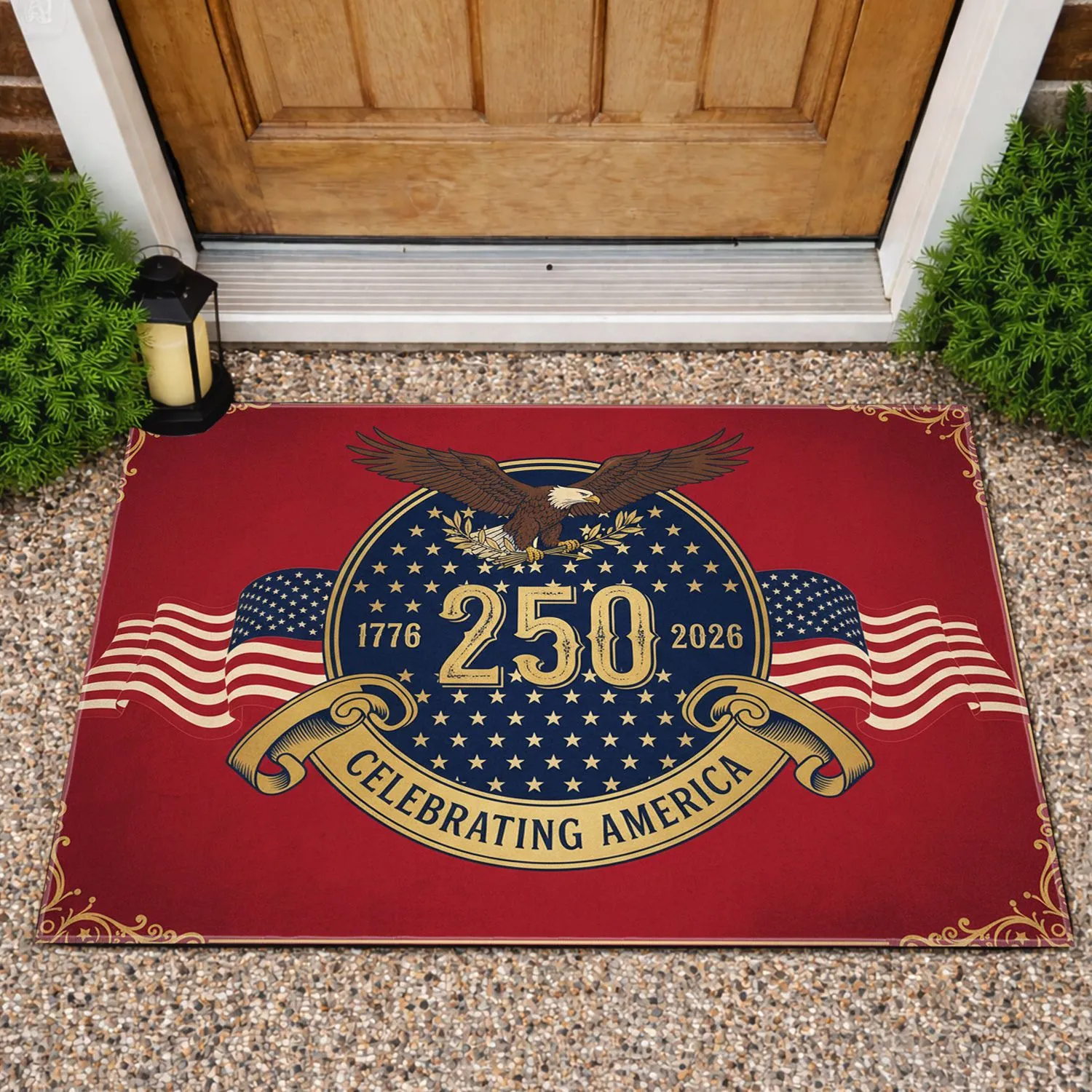 Bald Eagle American Flag 1776-2026 - USA 250th Anniversary Independence Day Celebration Doormat - 1