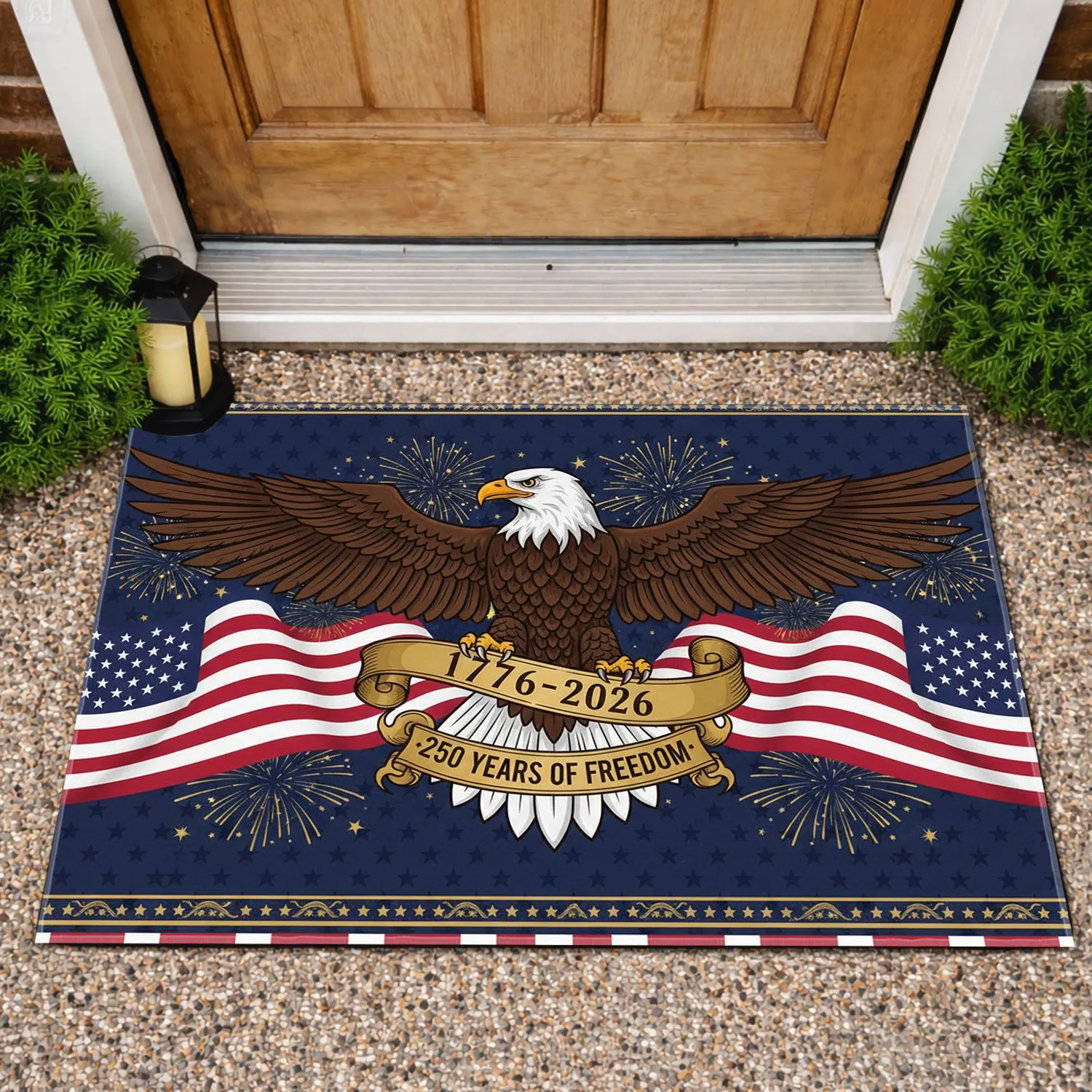 Bald Eagle American Flag 1776-2026 - USA 250th Anniversary Independence Day Gift Doormat - 1