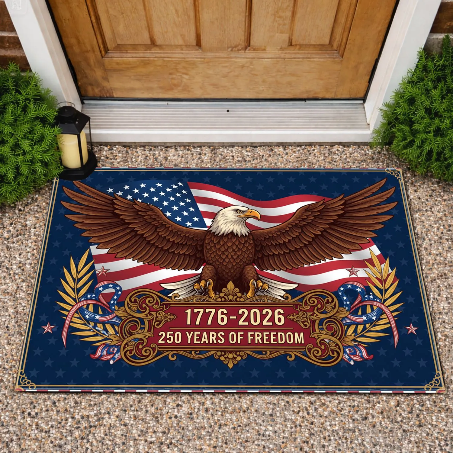 Bald Eagle American Flag 1776-2026 - USA 250th Anniversary Liberty Commemoration Doormat - 1