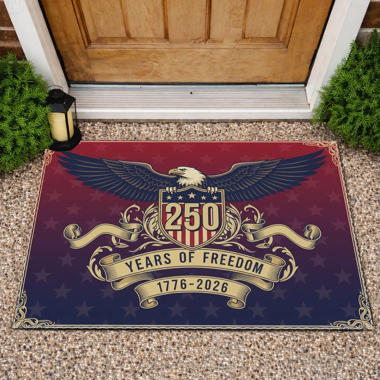 Bald Eagle 250th Anniversary 1776-2026 - USA Freedom Shield Patriotic Gift for Dad Doormat - 1
