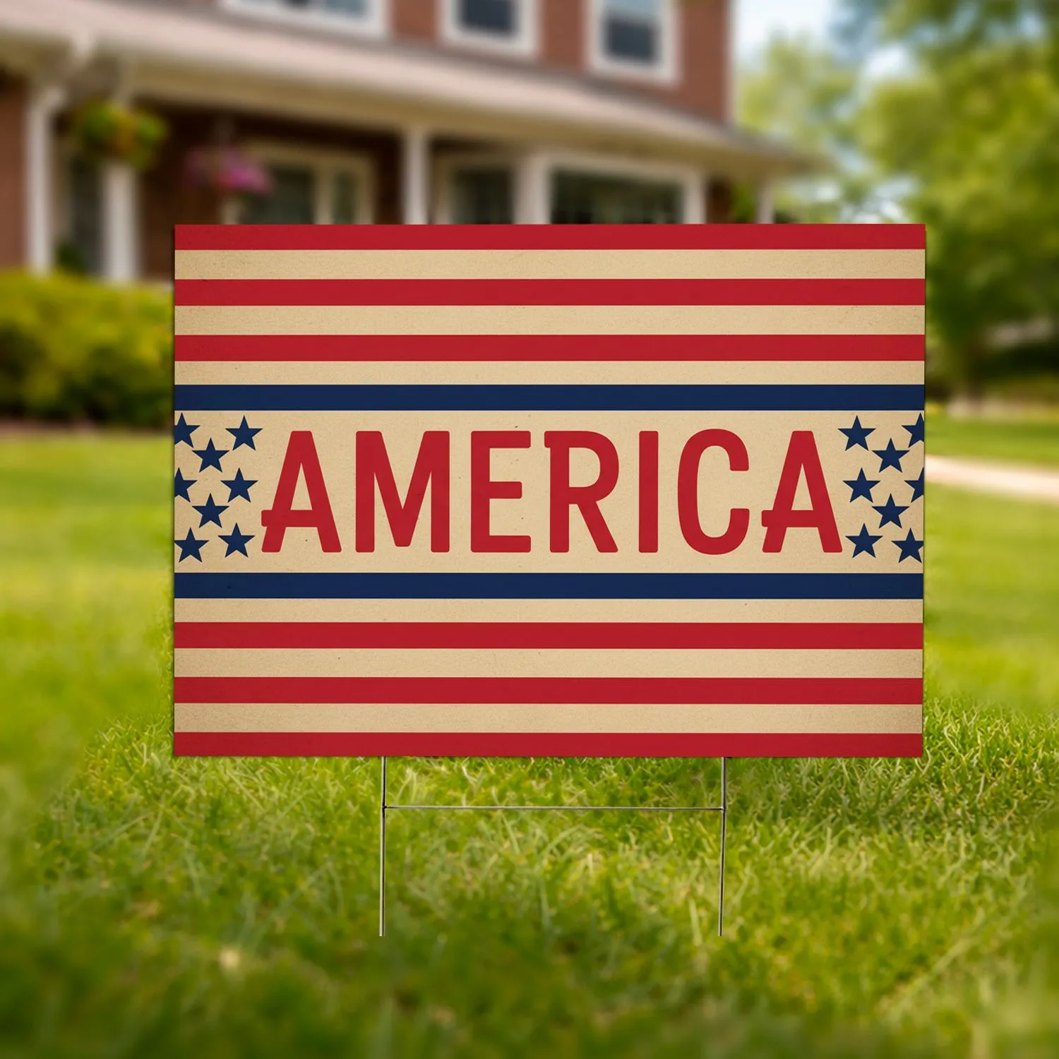 Bold AMERICA Text Stripes Stars - USA 250th Anniversary (1776-2026) American Patriot Design Yard Sign - 1