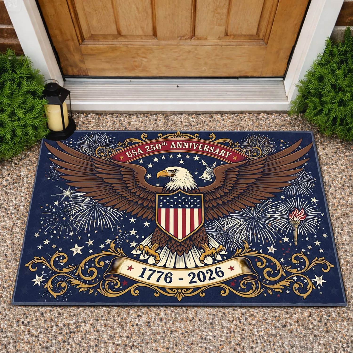 Bald Eagle American Flag 1776-2026 - USA 250th Anniversary Independence Day Gift for Dad Doormat - 1