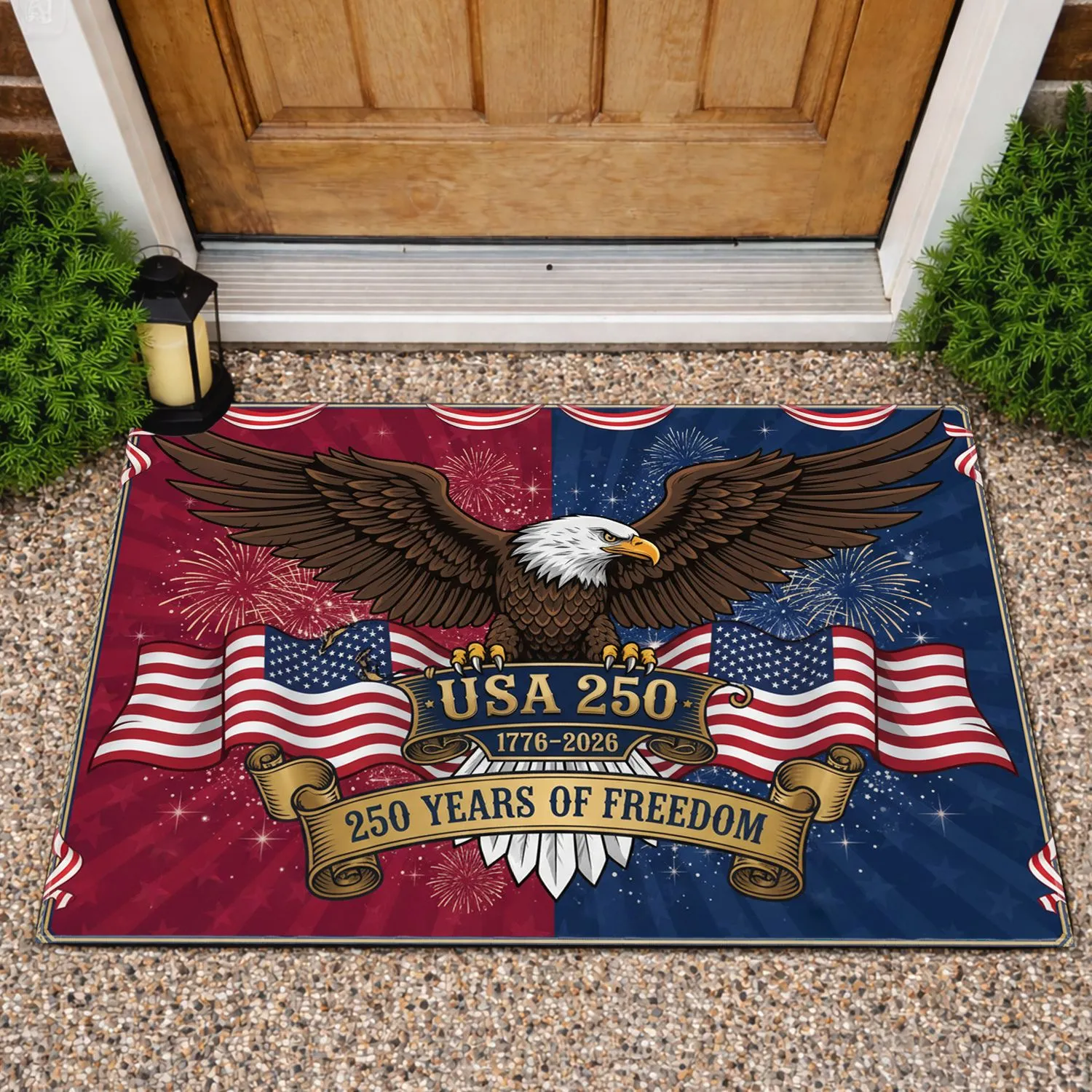 Bald Eagle American Flag 1776-2026 USA 250th Anniversary Independence Day Gift for Dad Doormat - 1