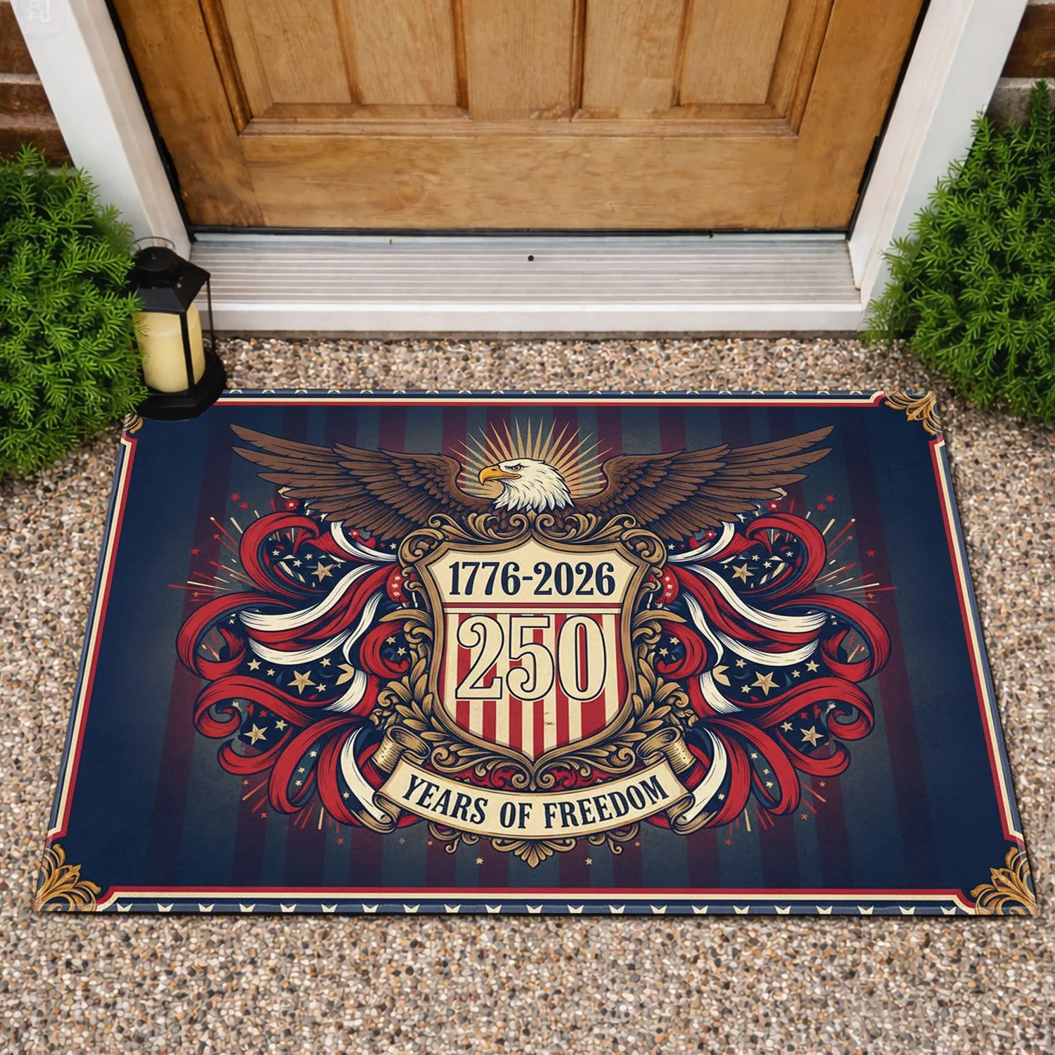 Bald Eagle American Flag 1776-2026 USA 250th Anniversary Independence Day Gift Doormat - 1