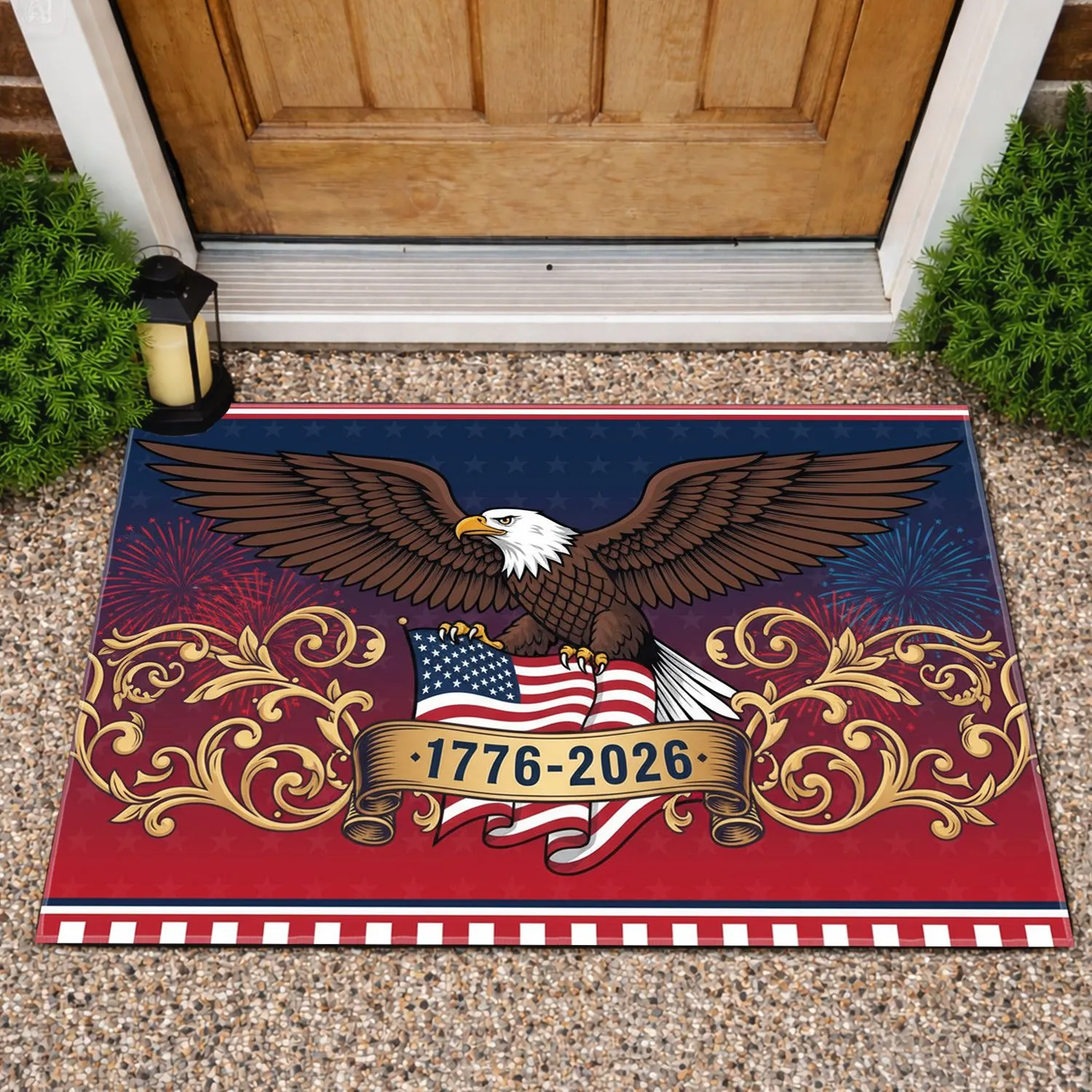Bald Eagle American Flag 1776-2026 - USA 250th Anniversary Patriotic Gift for Veterans Doormat - 1