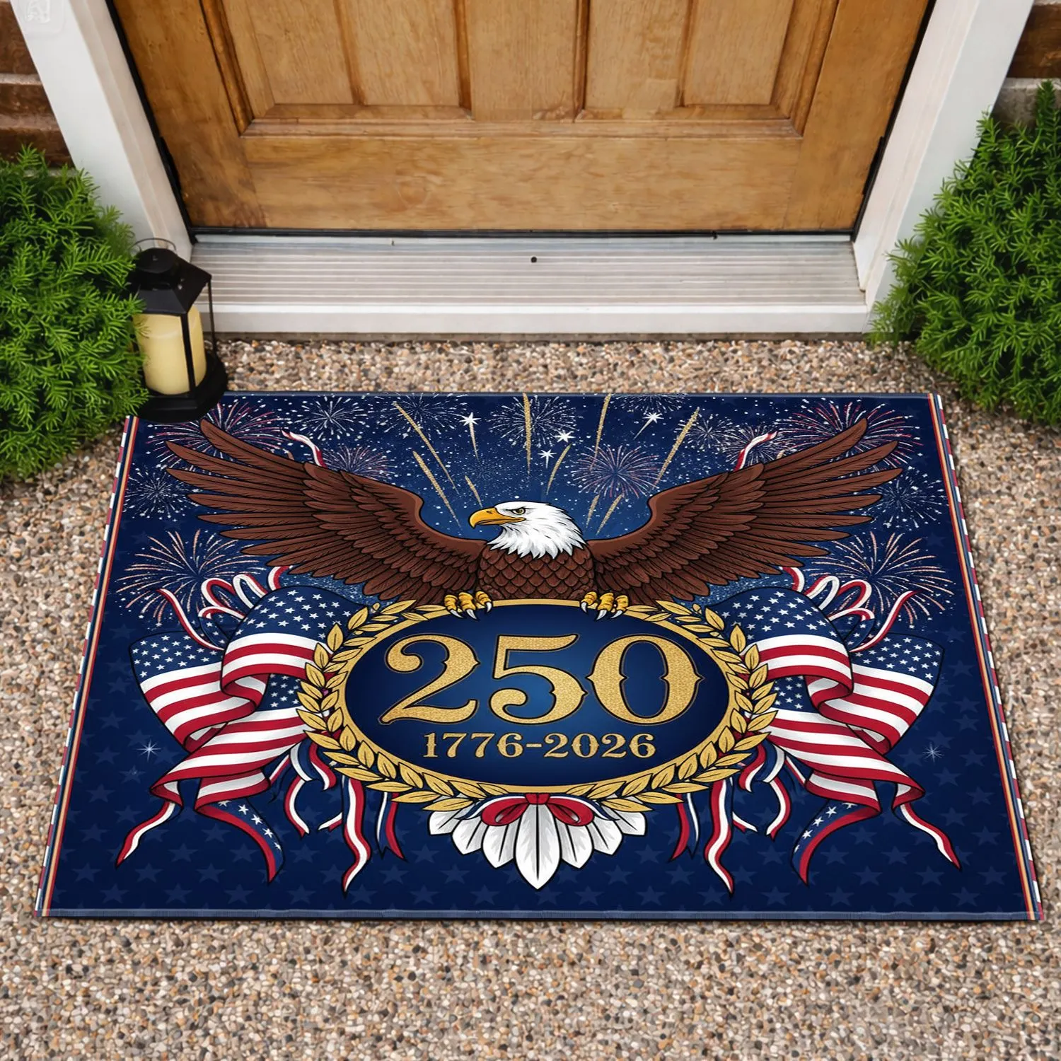 Bald Eagle American Flag 1776-2026 - USA 250th Anniversary Liberty Freedom Display Doormat - 1