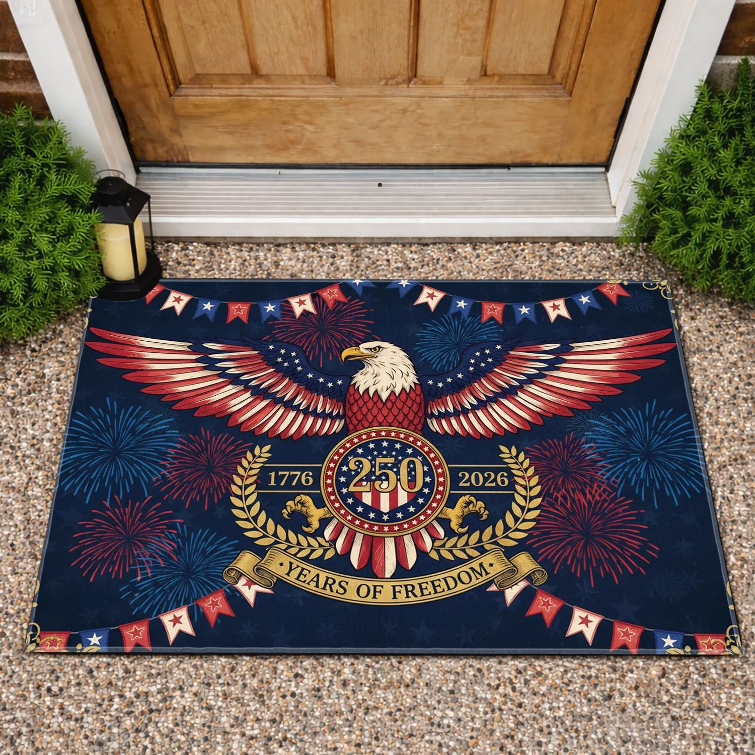 Bald Eagle American Flag 1776-2026 - USA 250th Anniversary Years of Freedom Doormat - 1