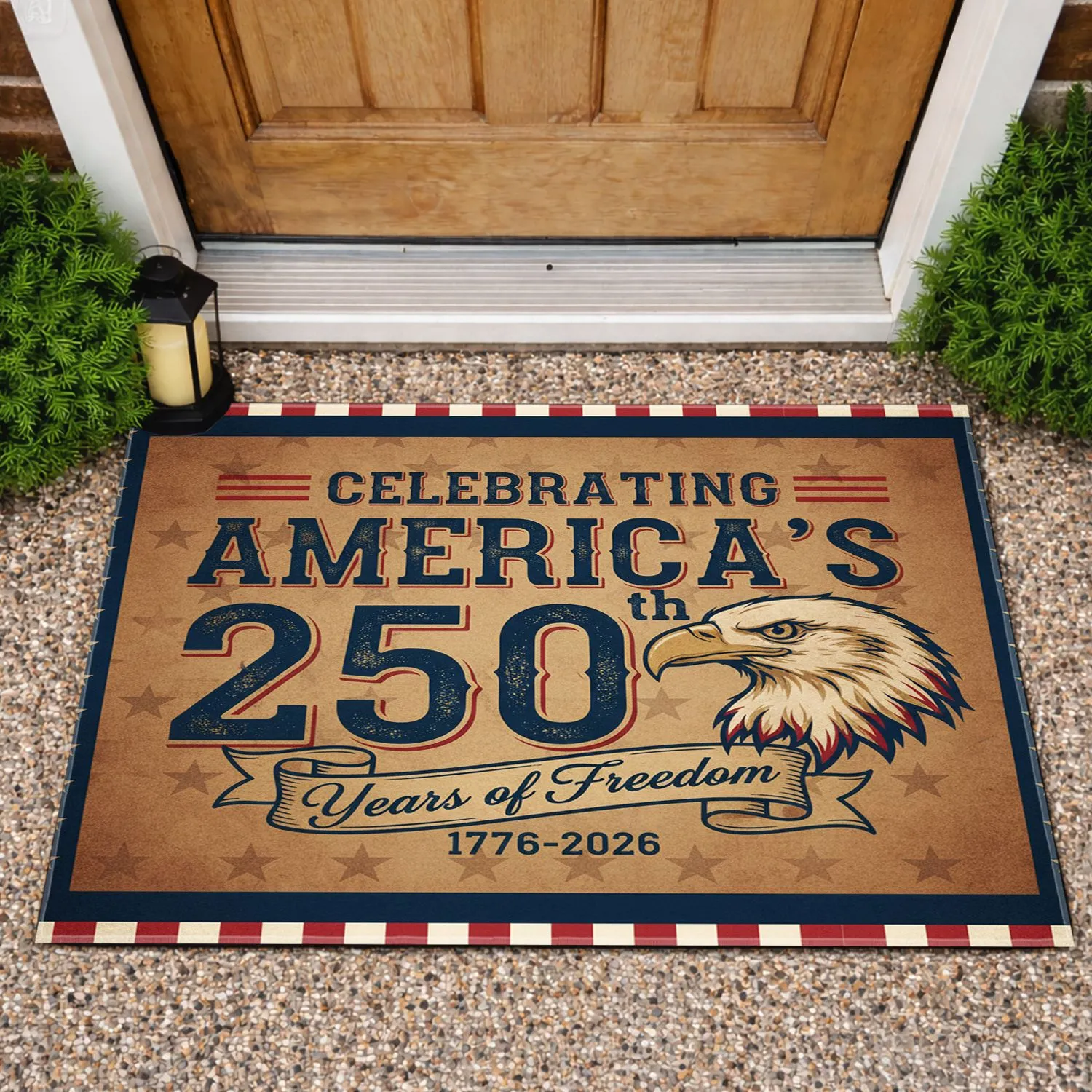 Bald Eagle American Flag 1776-2026 - USA 250th Anniversary Historic Freedom Celebration Doormat - 1