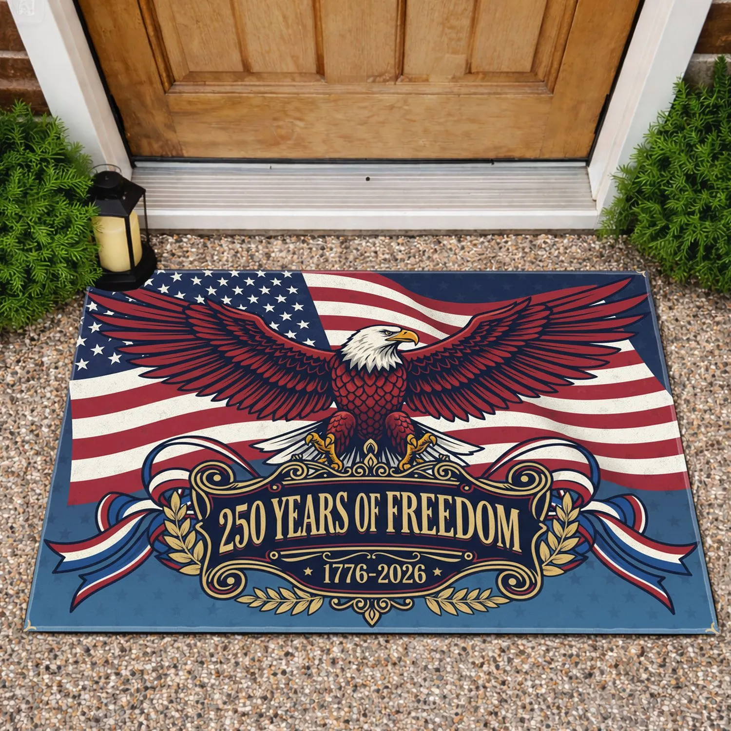 Bald Eagle American Flag 1776-2026 - USA 250th Anniversary Freedom Celebration Display Doormat - 1