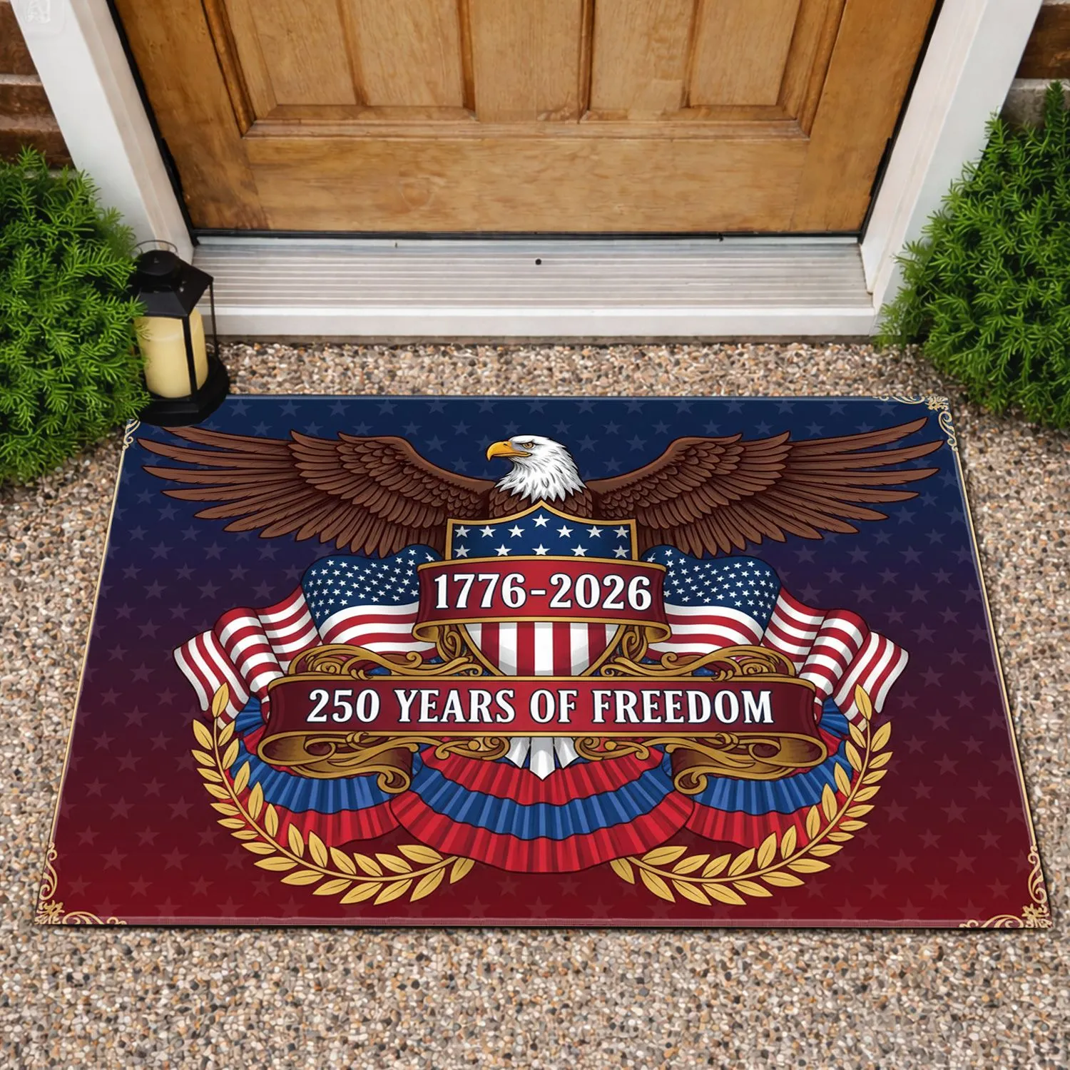 Bald Eagle American Flag Shield 1776-2026 - USA 250th Anniversary Gift for Veterans Doormat - 1