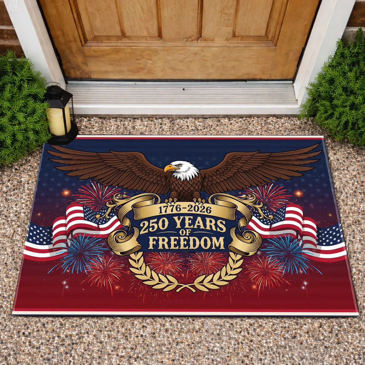 Patriotic Bald Eagle American Flag - USA 250th Anniversary 1776-2026 Celebration Doormat - 1