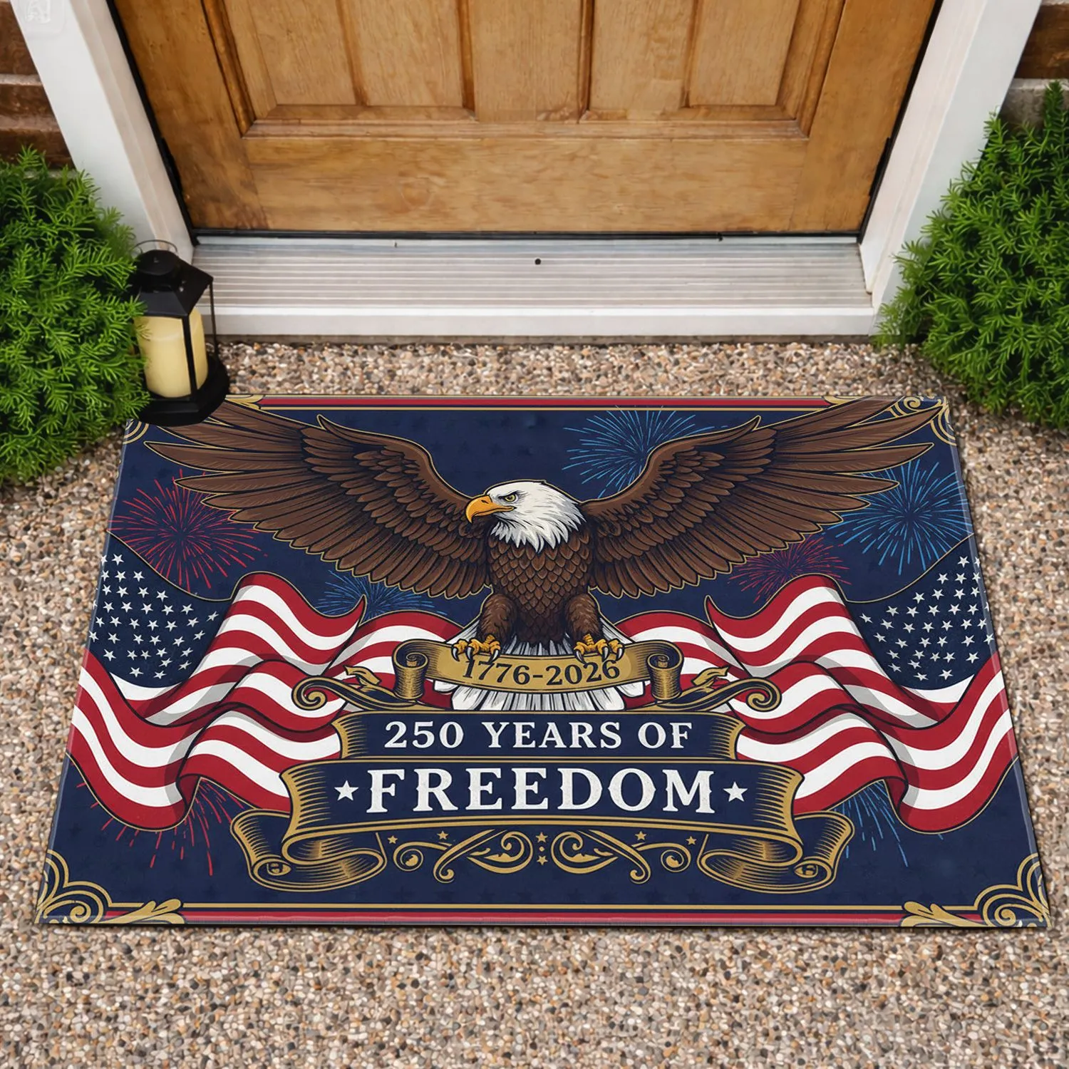 Bald Eagle American Flag 1776-2026 - USA 250 Years of Freedom Independence Day Gift for Veterans Doormat - 1